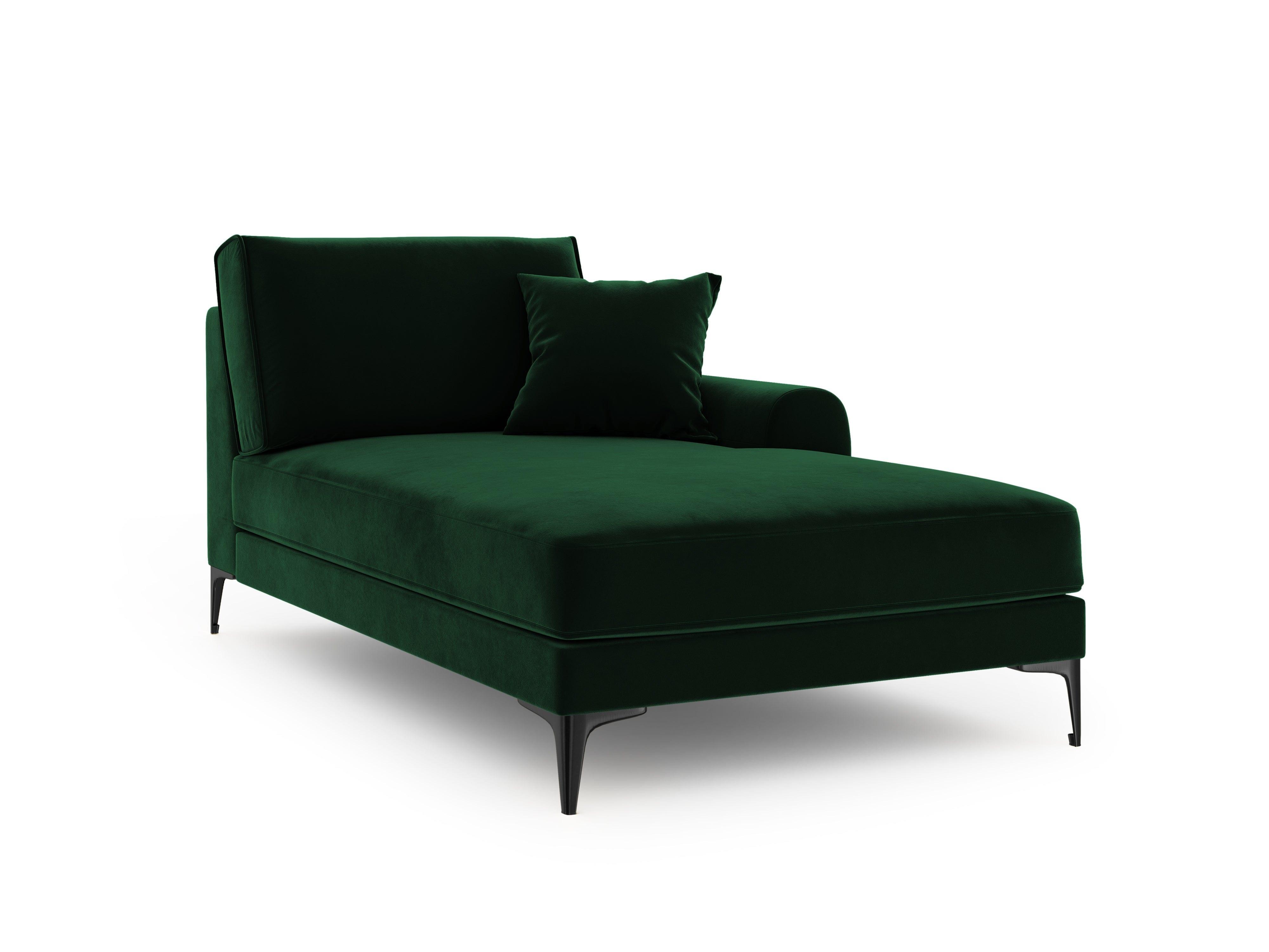 Szezlong aksamitny prawostronny MADARA butelkowa zieleń z czarną podstawą Mazzini Sofas Eye on Design