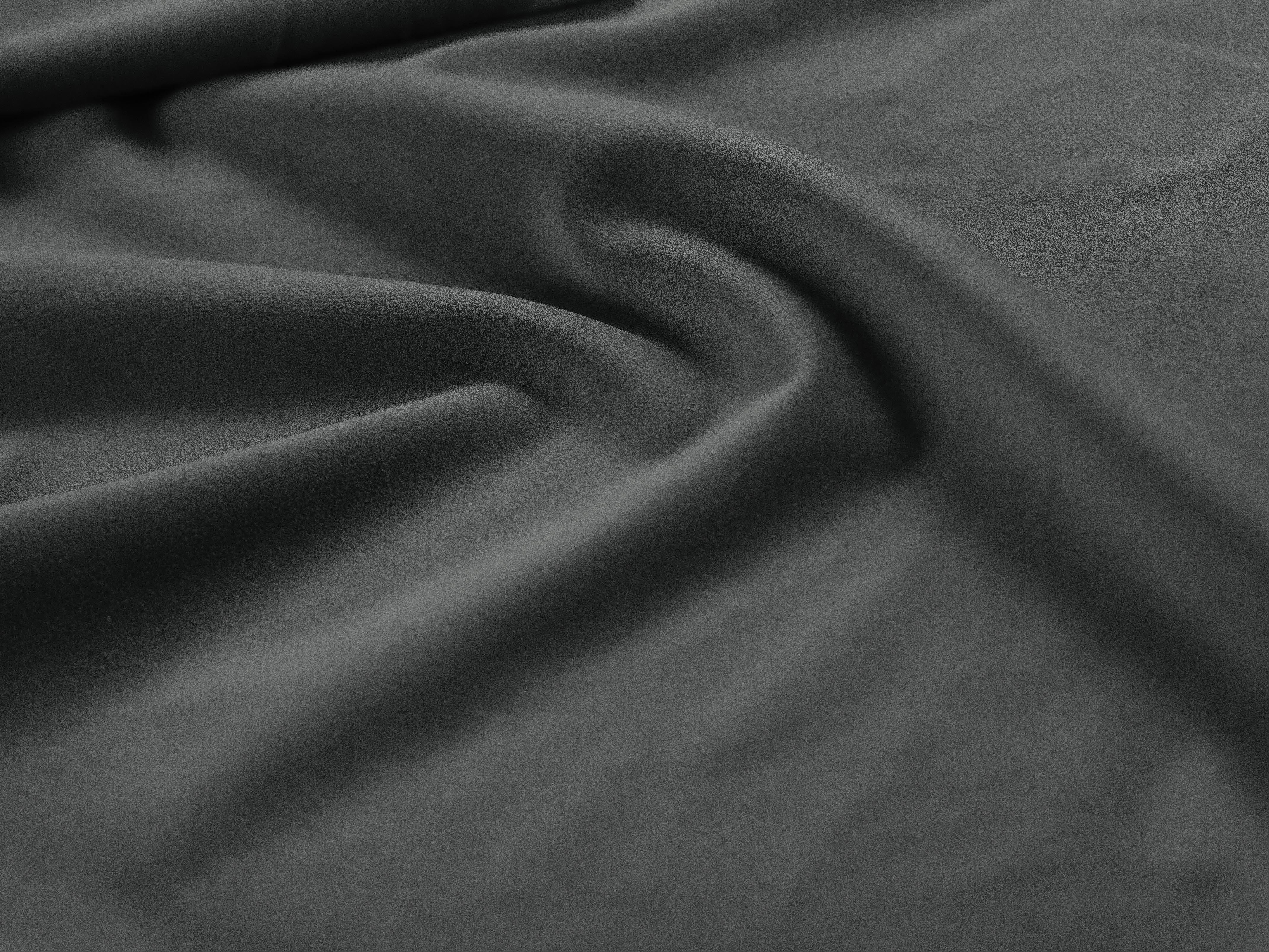 Szezlong aksamitny prawostronny MADARA ciemnoszary ze złotą podstawą Mazzini Sofas Eye on Design
