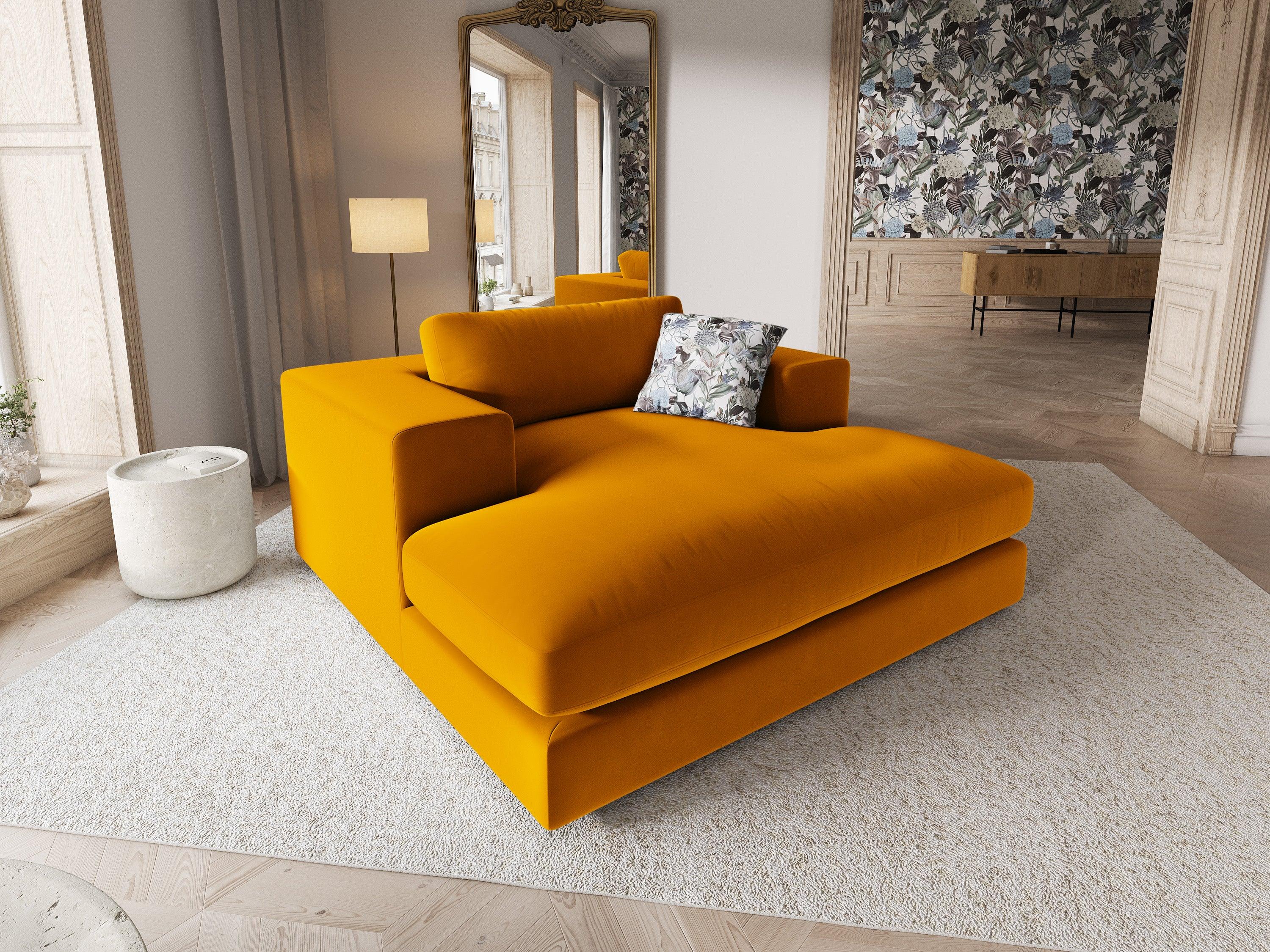 Szezlong aksamitny TENDANCE musztardowy – CXL by Christian Lacroix