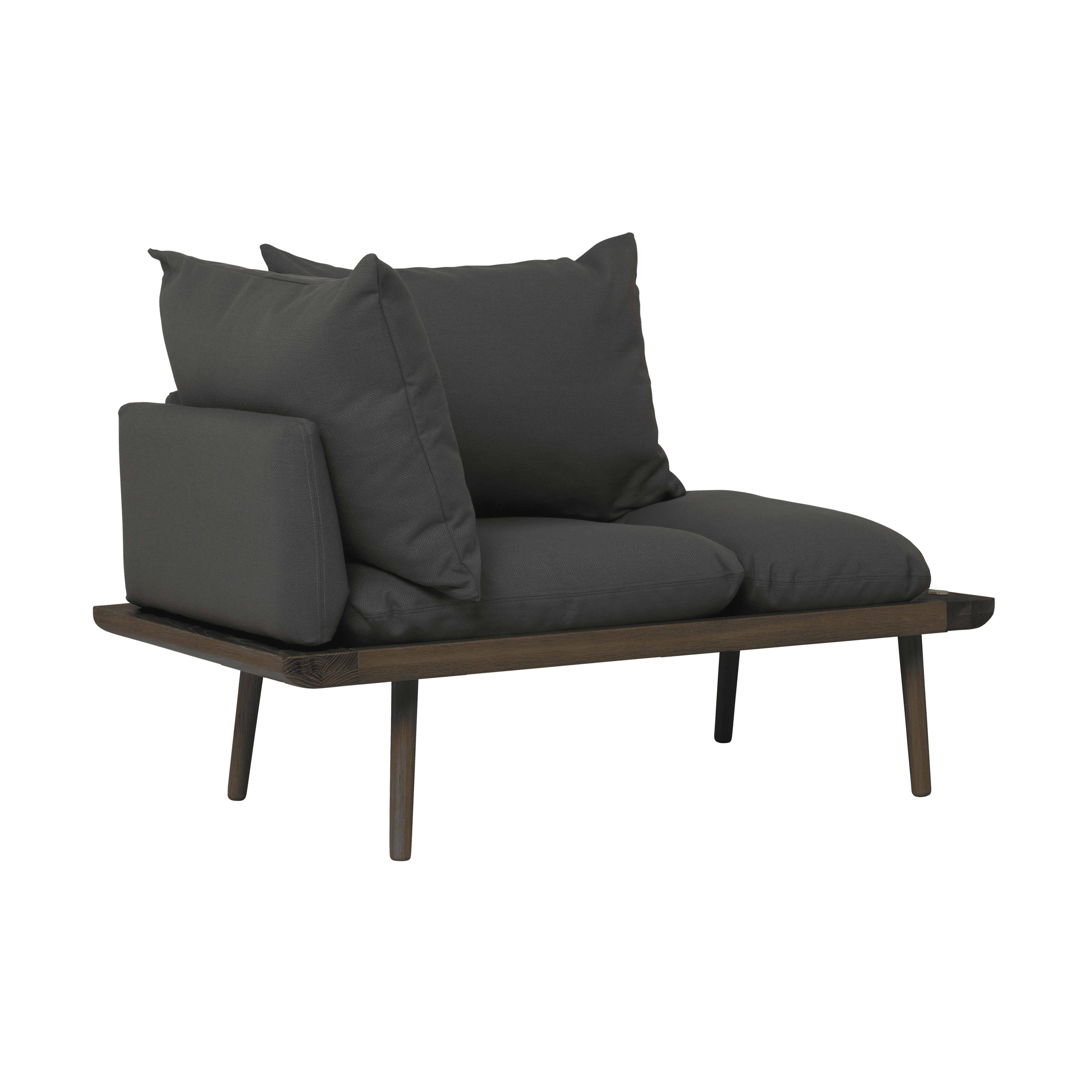 Szezlong LOUNGE AROUND antracytowy z ciemno dębową podstawą UMAGE Eye on Design