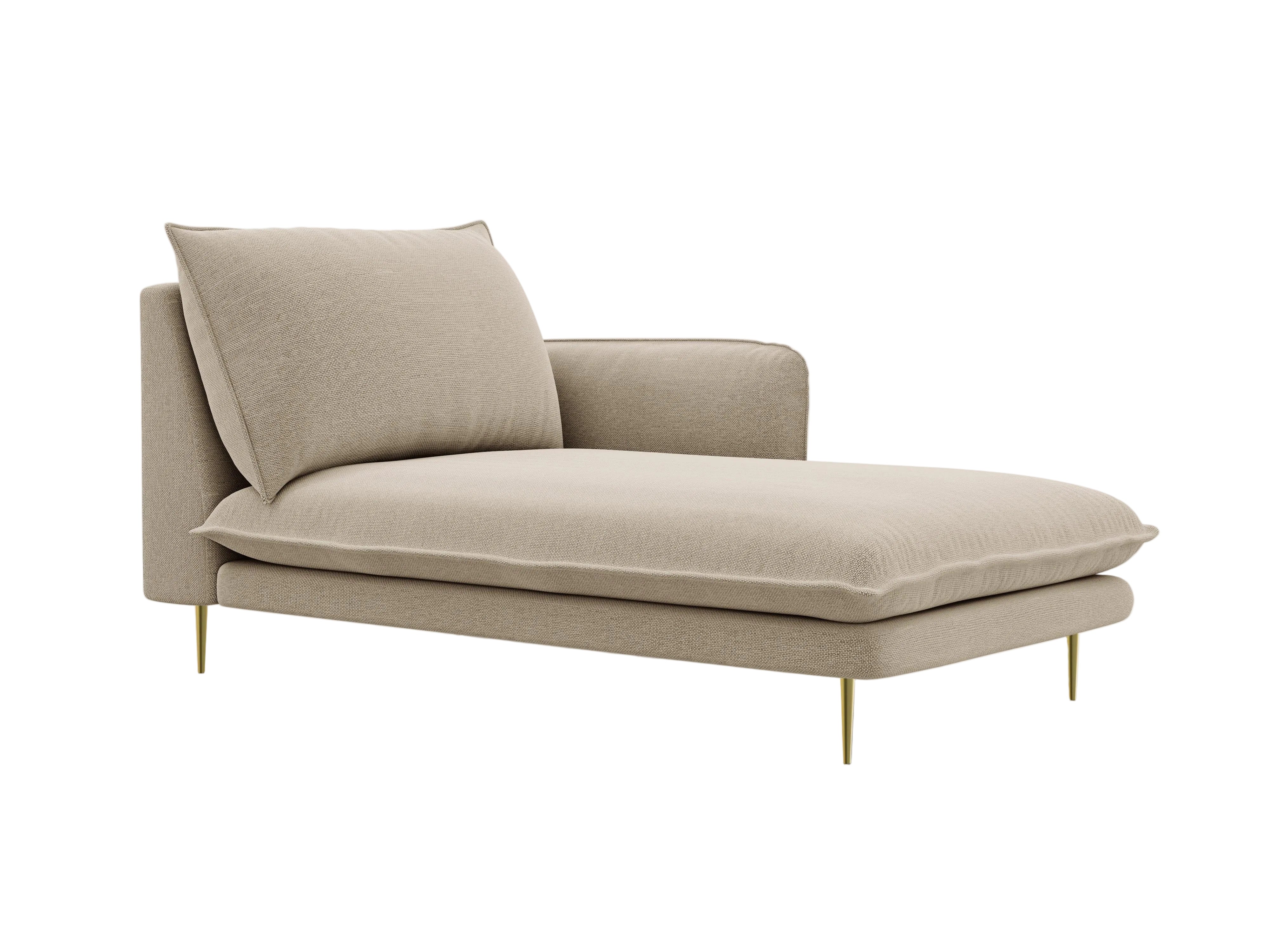 Szezlong prawostronny VIENNA beżowy ze złotą podstawą Cosmopolitan Design Eye on Design