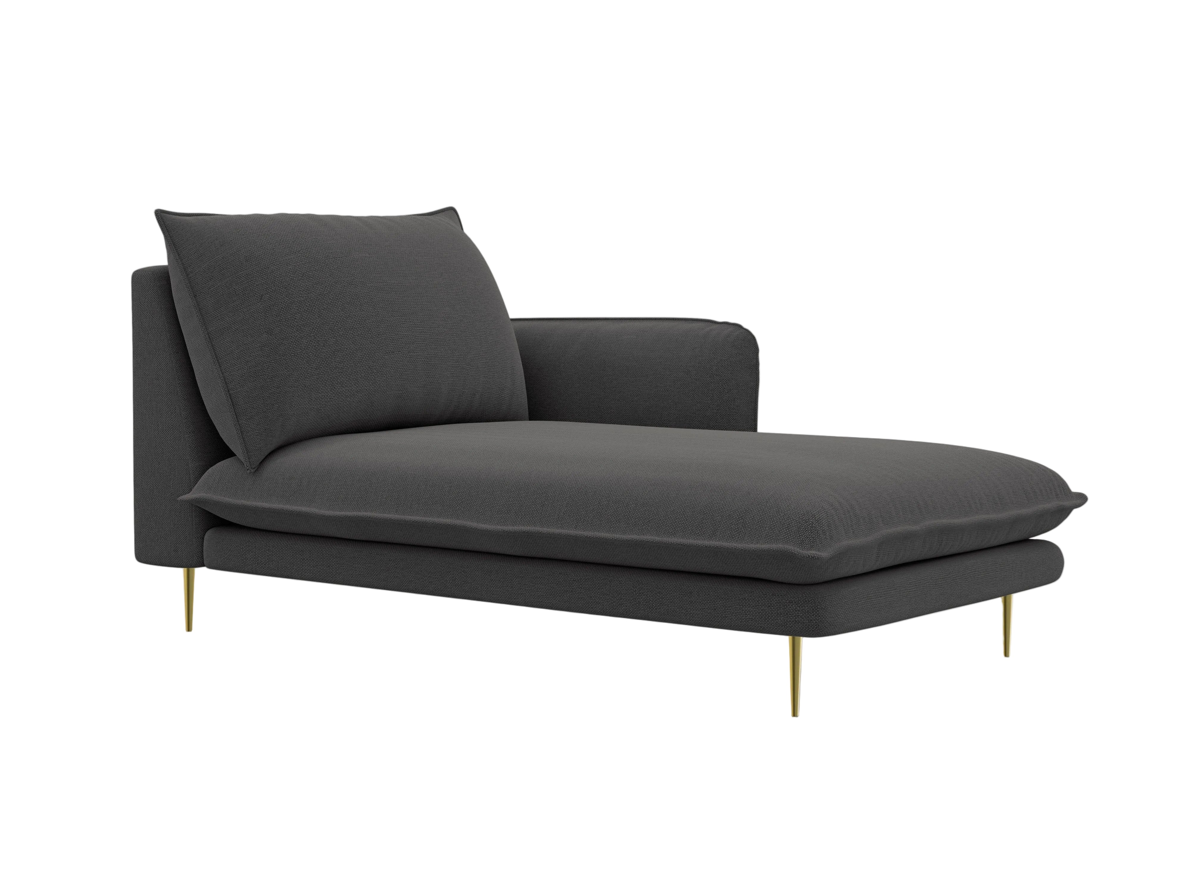 Szezlong prawostronny VIENNA ciemnoszary ze złotą podstawą Cosmopolitan Design Eye on Design