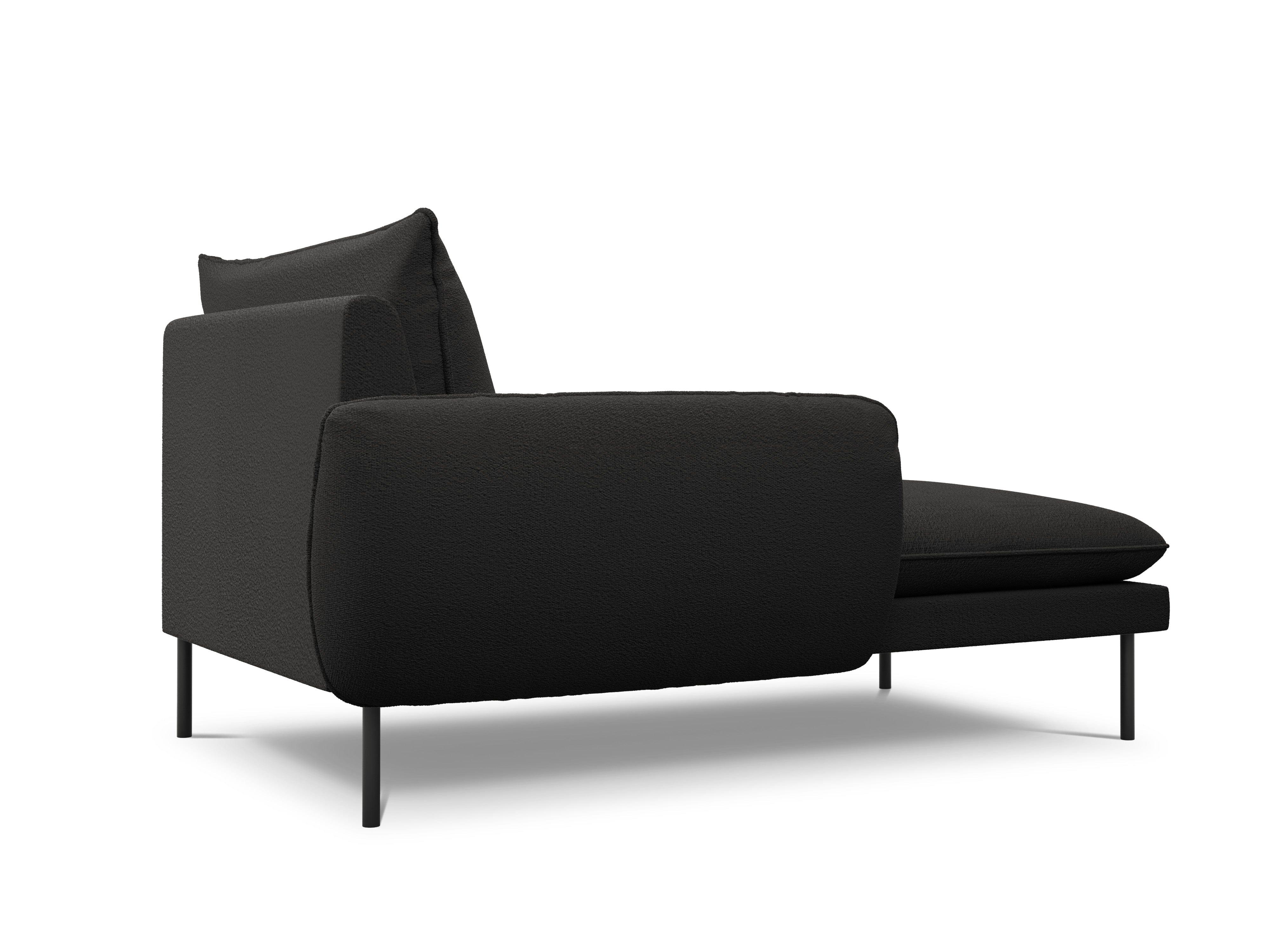 Szezlong w tkaninie boucle lewostronny VIENNA czarny z czarną podstawą Cosmopolitan Design Eye on Design