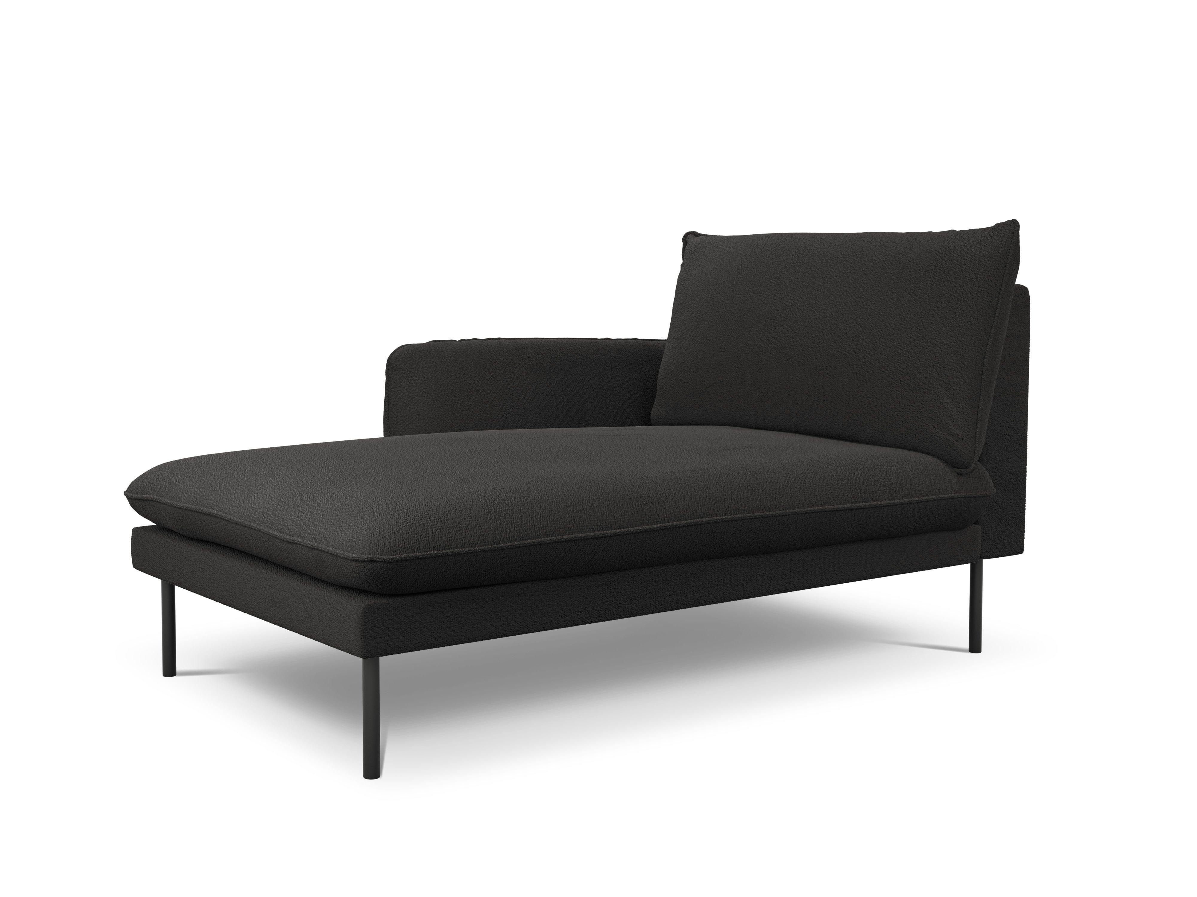 Szezlong w tkaninie boucle lewostronny VIENNA czarny z czarną podstawą Cosmopolitan Design Eye on Design