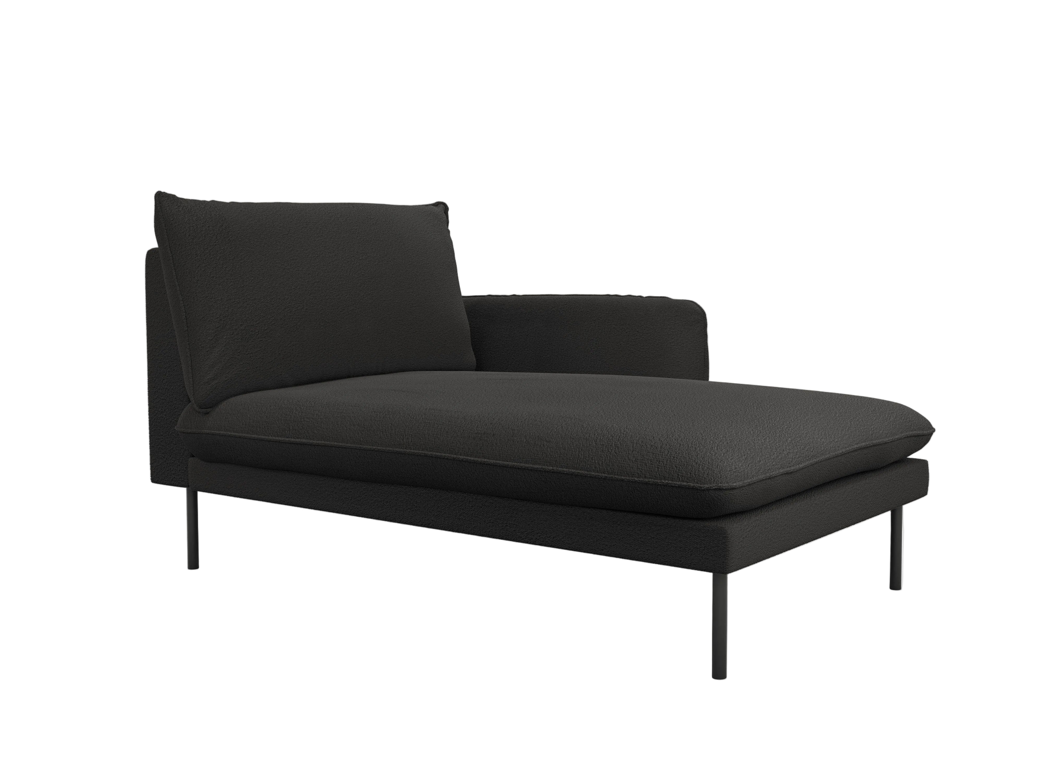 Szezlong w tkaninie boucle prawostronny VIENNA czarny z czarną podstawą Cosmopolitan Design Eye on Design