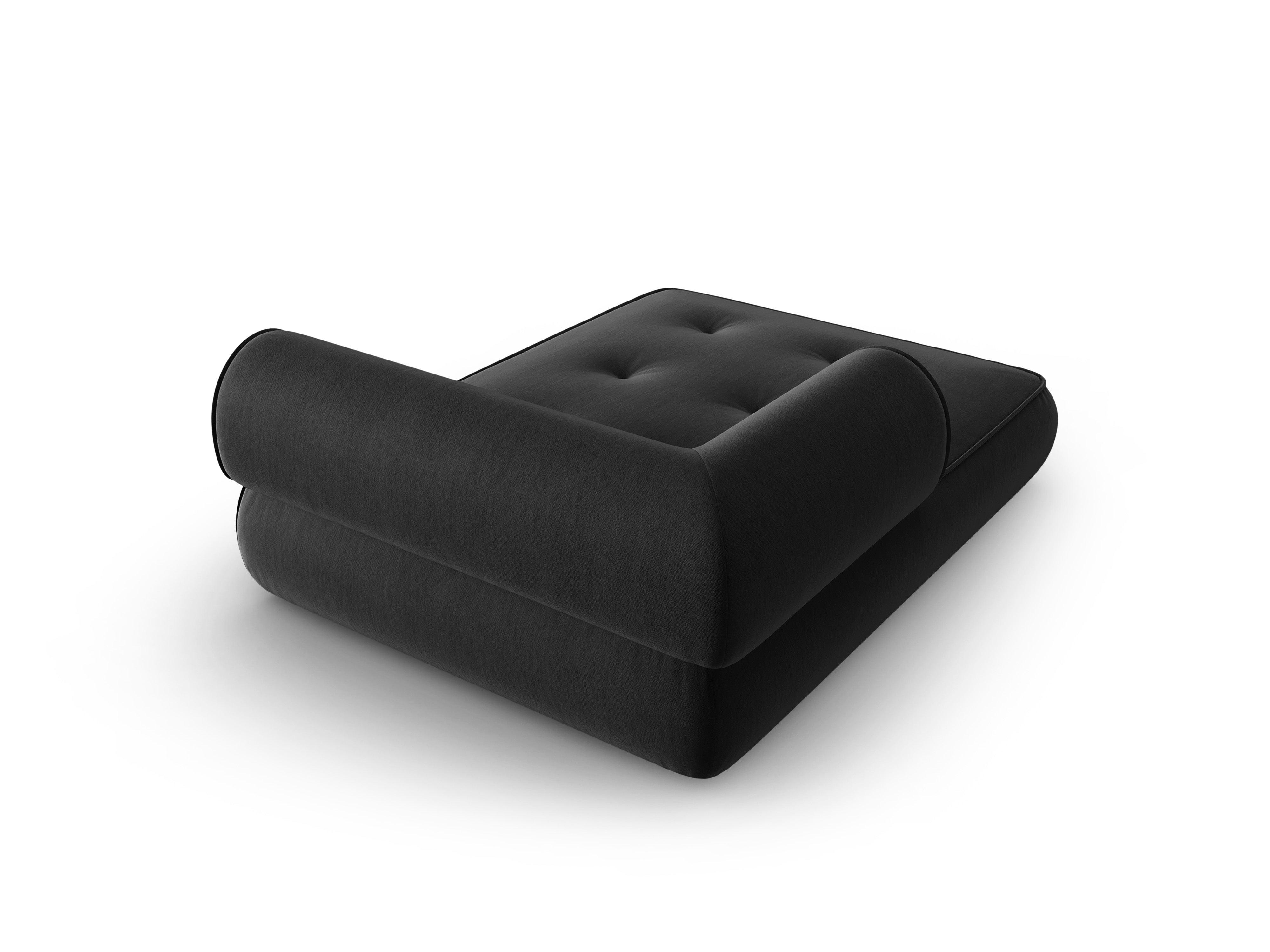 Szezlong w tkaninie szenilowej lewostronny LILY antracytowy Maison Heritage Eye on Design