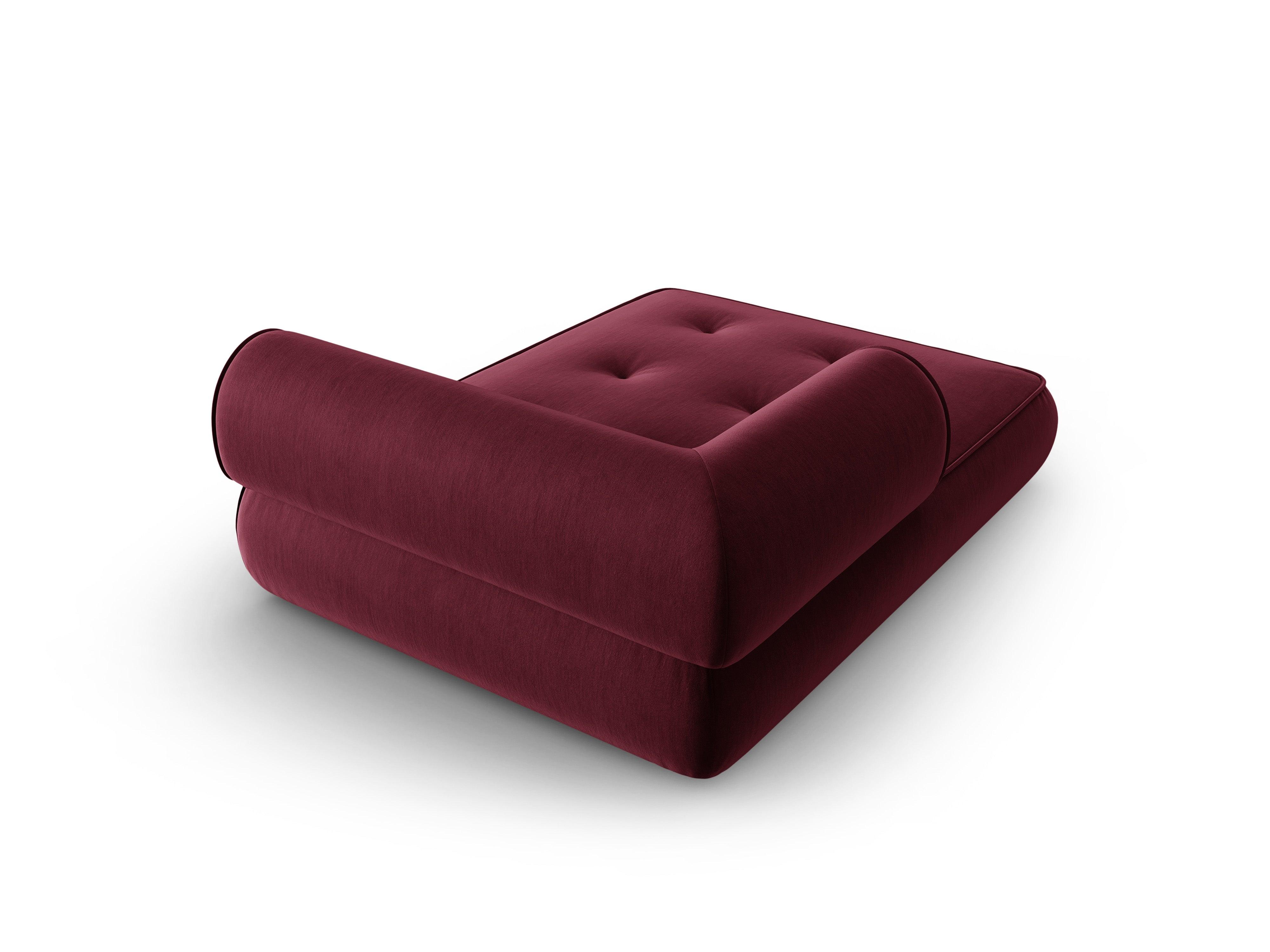 Szezlong w tkaninie szenilowej lewostronny LILY burgundowy Maison Heritage Eye on Design