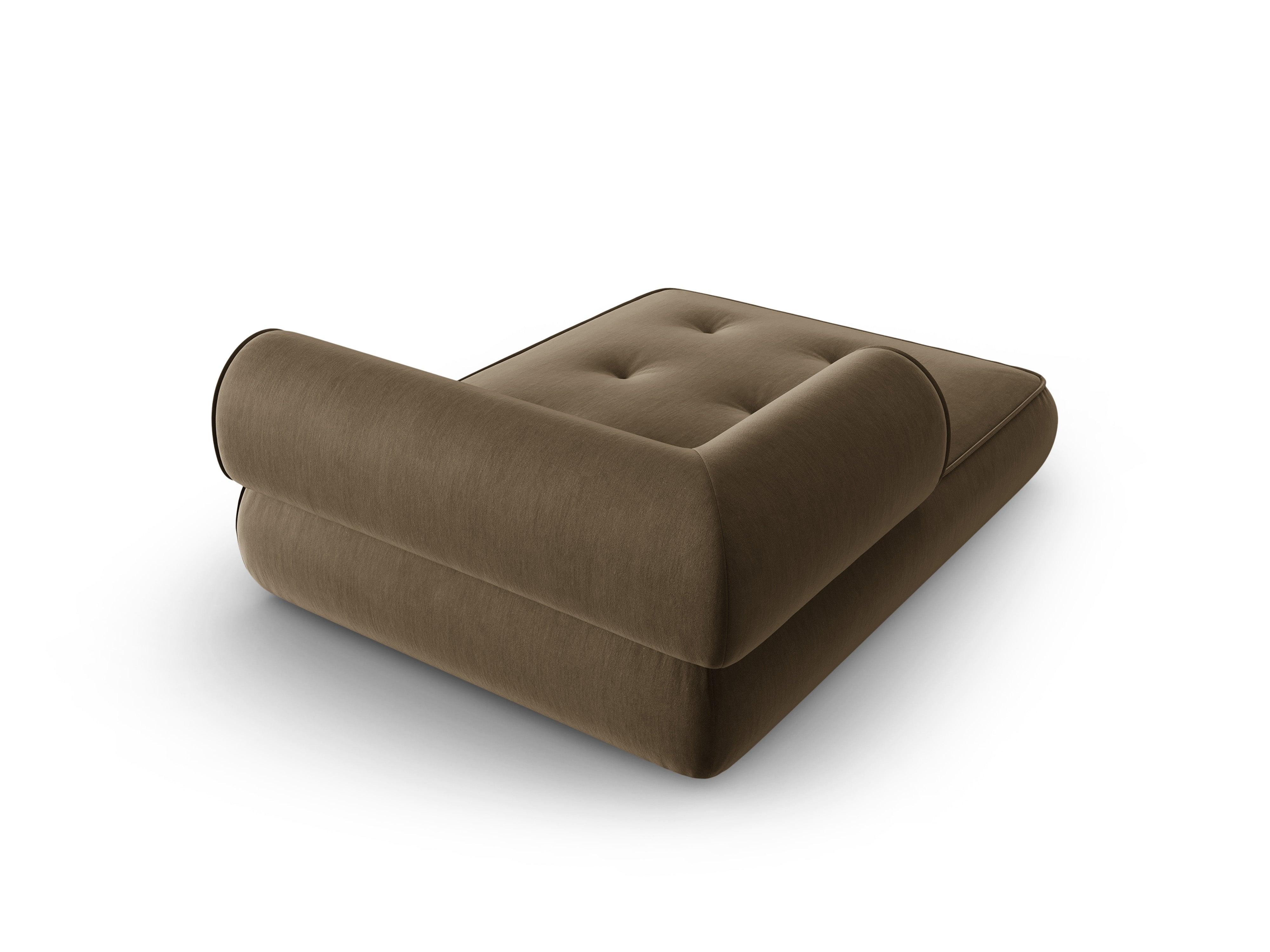 Szezlong w tkaninie szenilowej lewostronny LILY szarobrązowy Maison Heritage Eye on Design