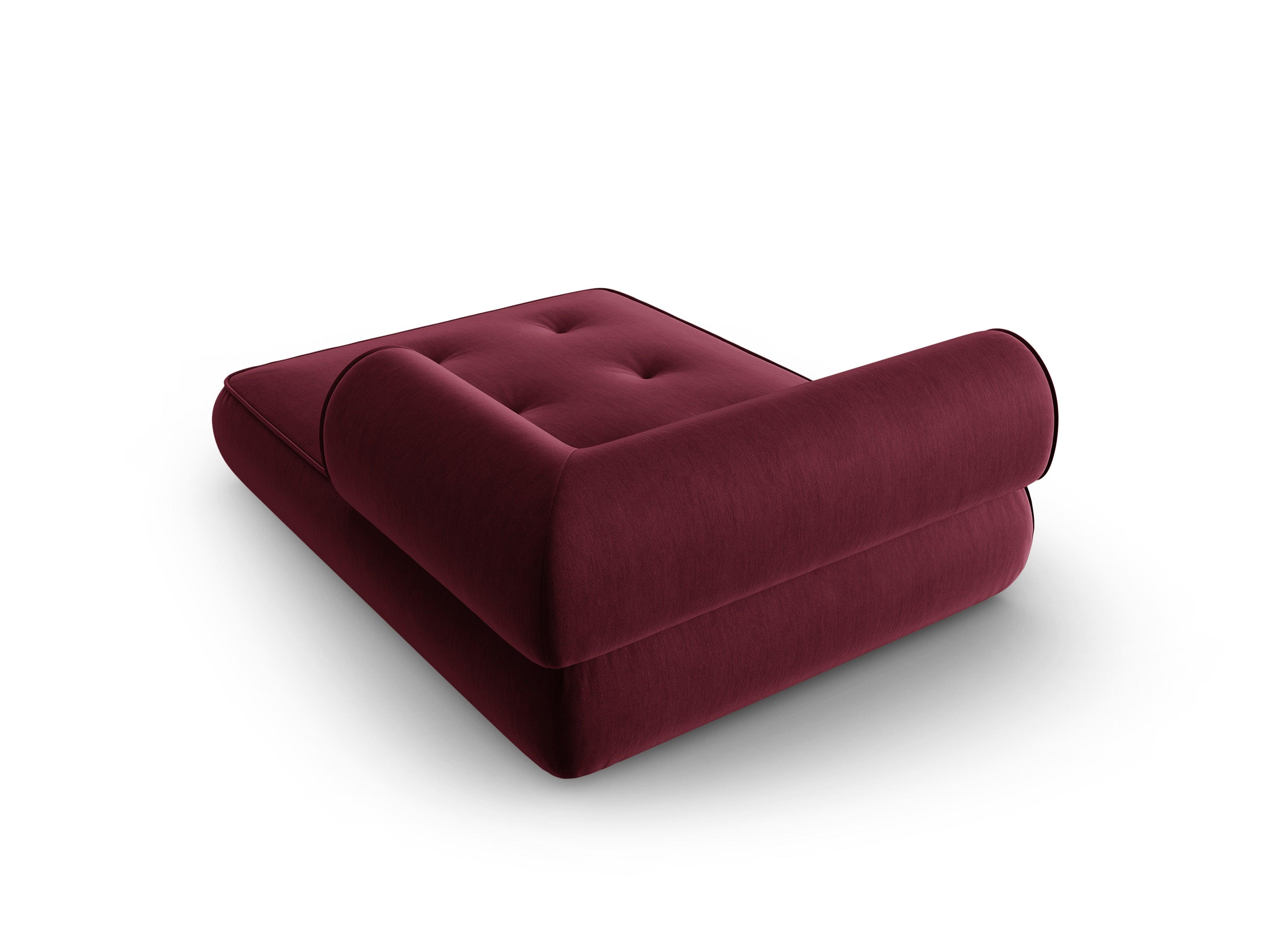 Szezlong w tkaninie szenilowej prawostronny LILY burgundowy Maison Heritage Eye on Design
