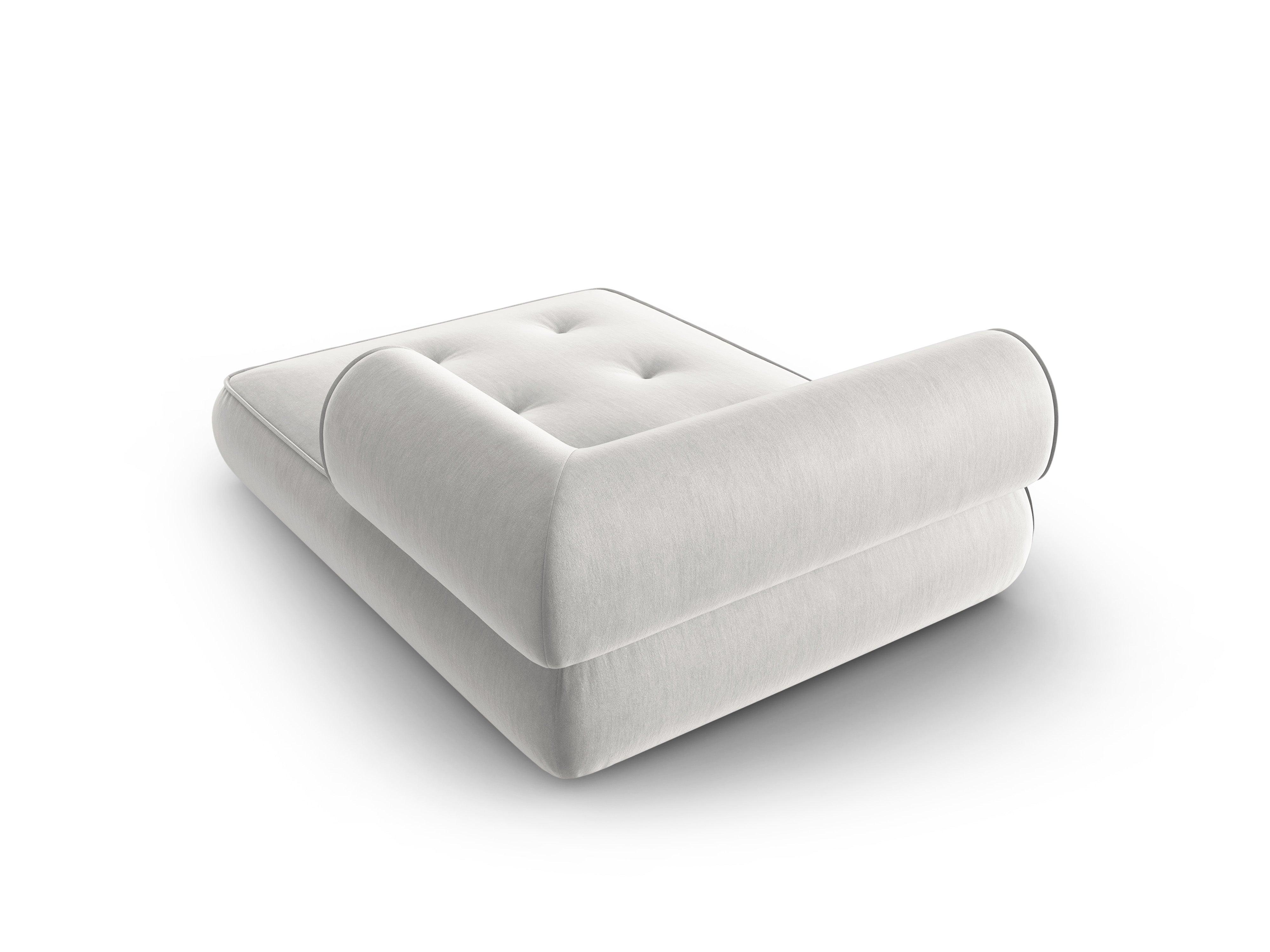 Szezlong w tkaninie szenilowej prawostronny LILY srebrny Maison Heritage Eye on Design