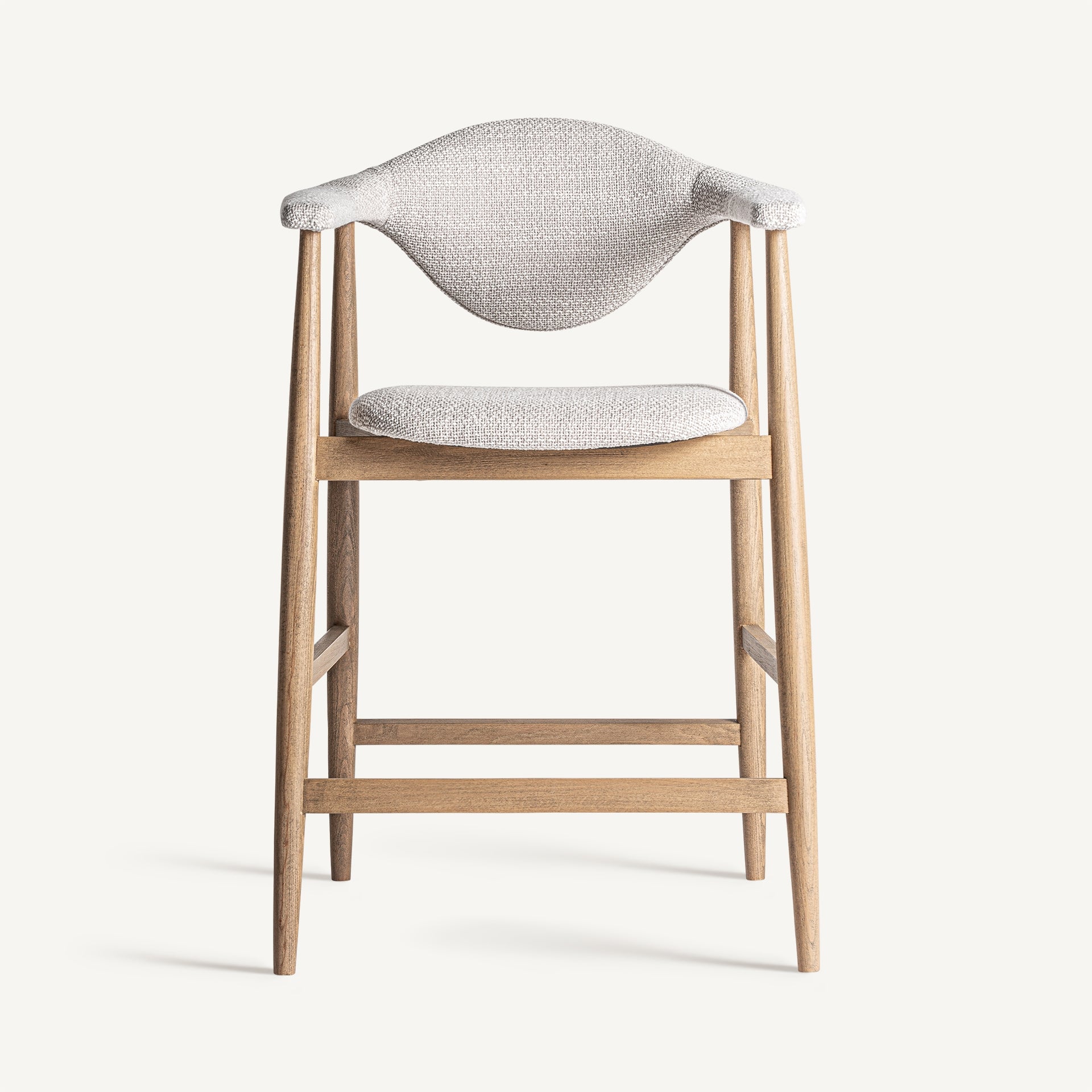 DILBEEK Bar Stool Beige with Beech Base