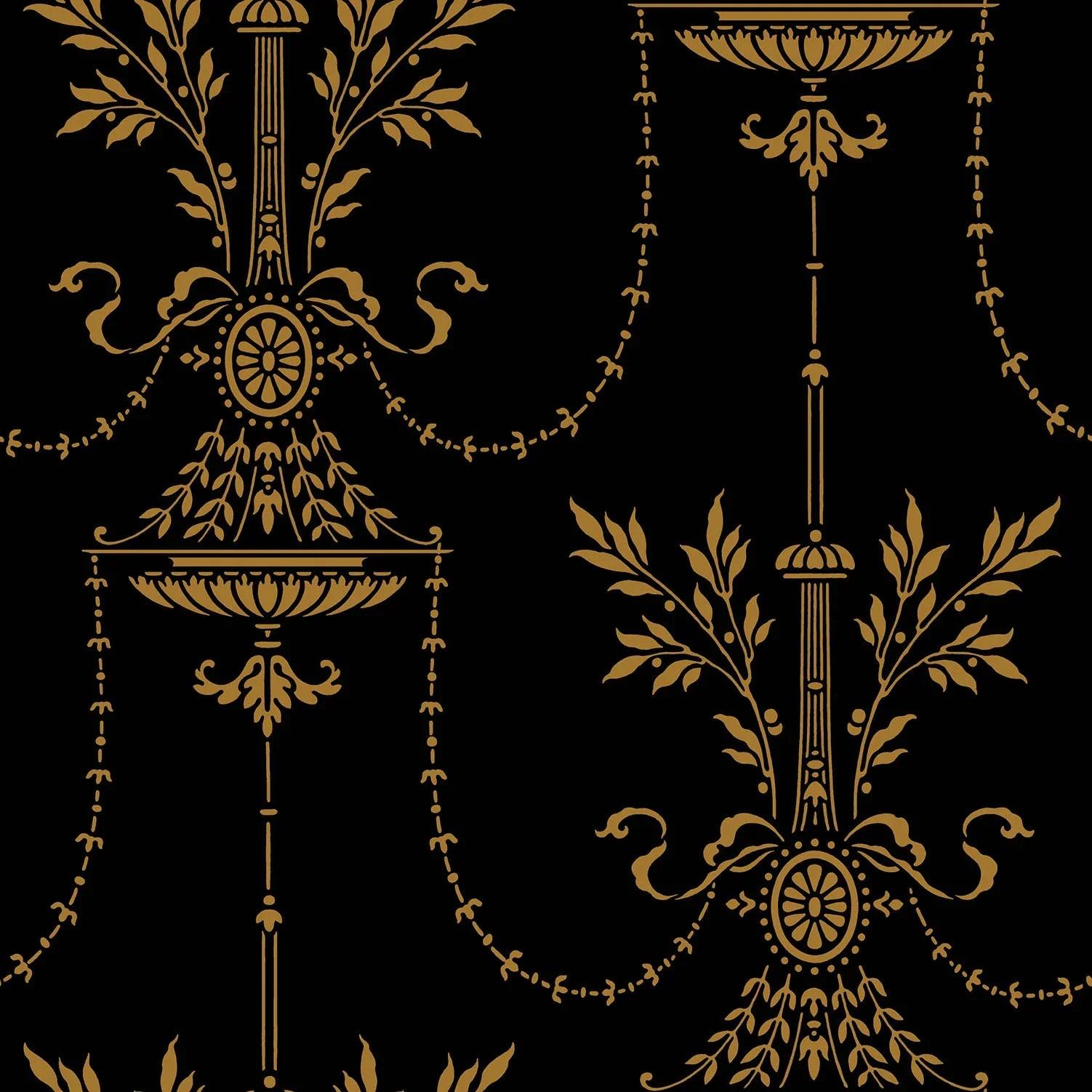 Tapeta ARCHIVE TRADITIONAL - Dorset metaliczny brąz na czarnym Cole & Son Eye on Design
