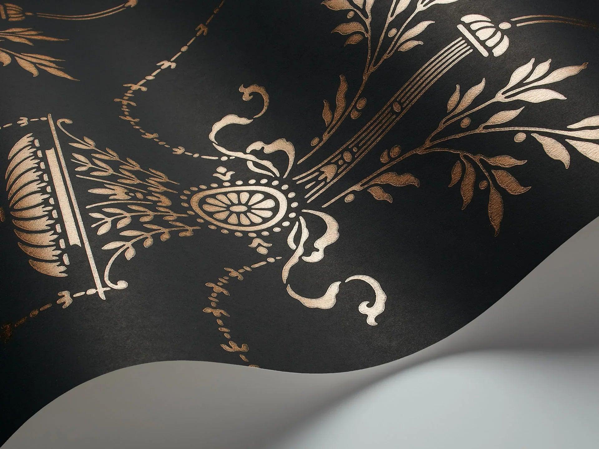 Tapeta ARCHIVE TRADITIONAL - Dorset metaliczny brąz na czarnym Cole & Son Eye on Design