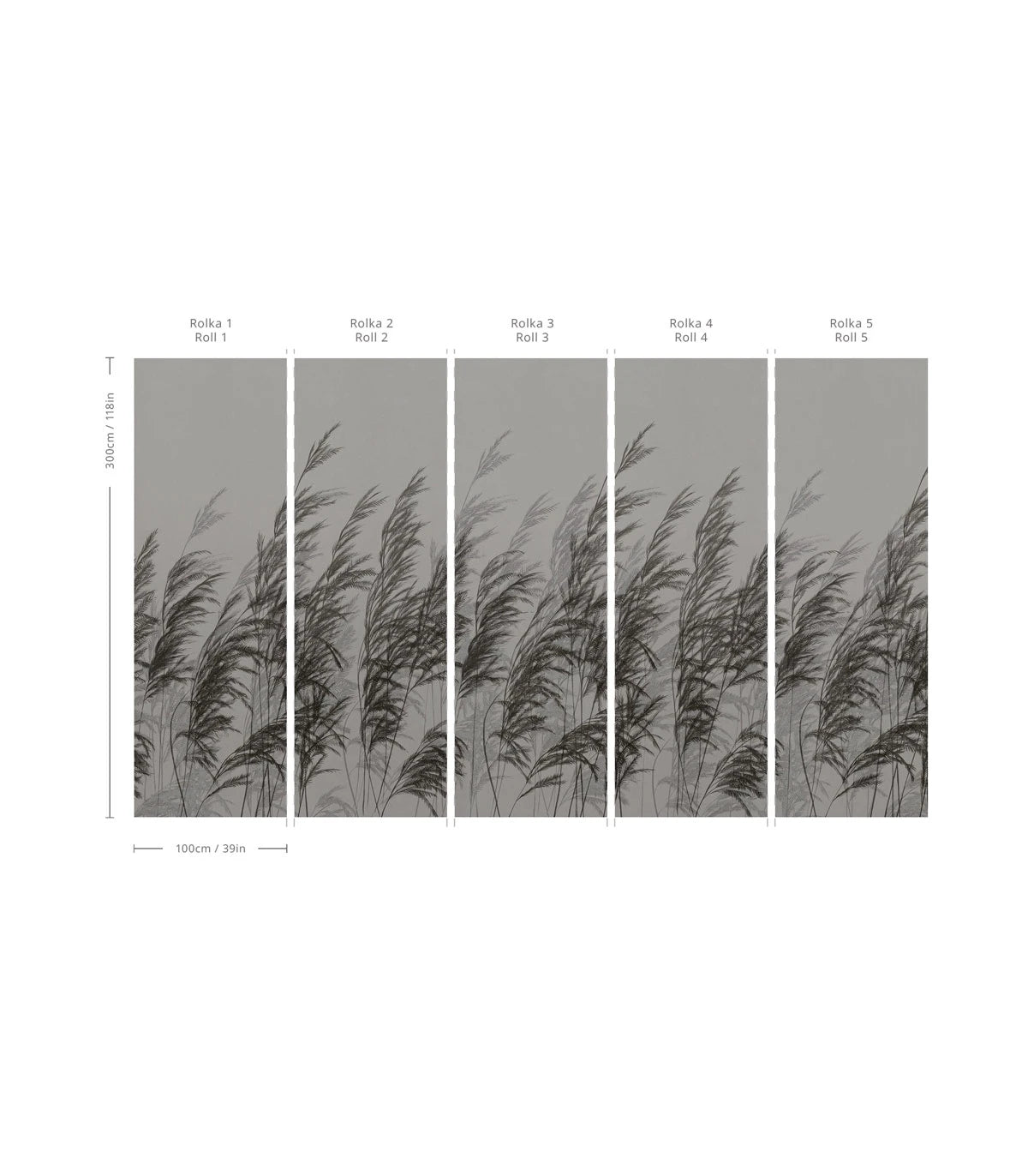 Gray leaf-patterned CANE wallpaper