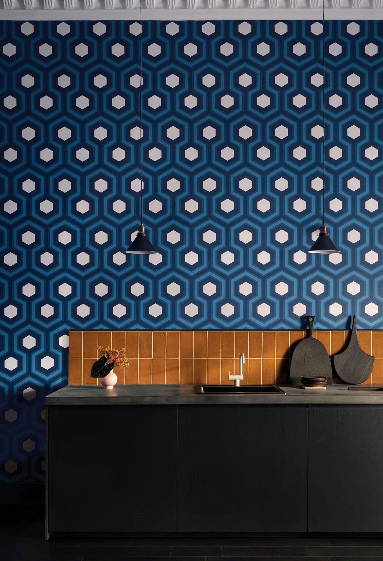 Hexagonal Pattern Wallpaper CONTEMPORARY COLLECTION - Hicks' Grand Brown