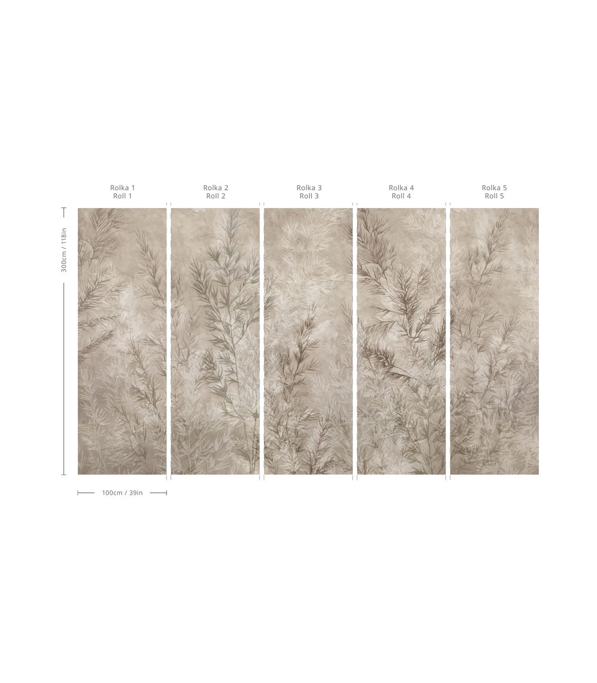 Dry Grass Beige Leaf Pattern Wallpaper
