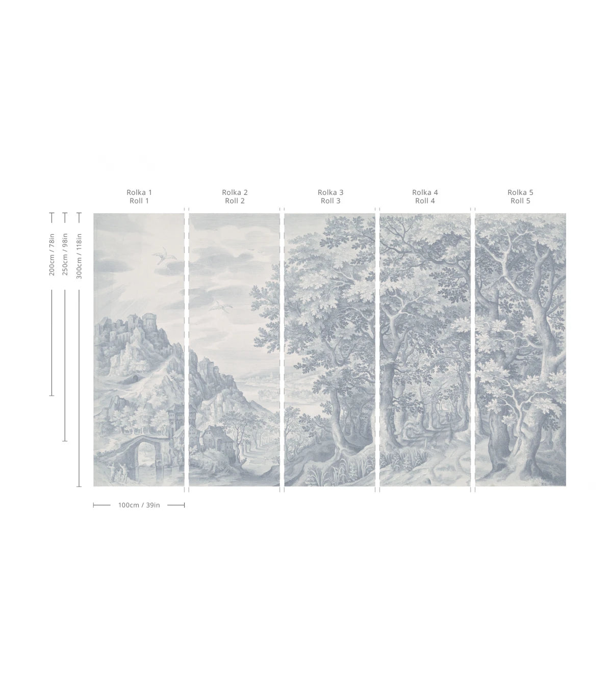 Ethereal Forest Blue Landscape Wallpaper in Blue and Gray