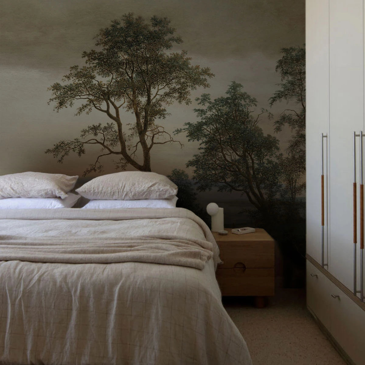 Tapeta z flizelínu s krajinou VEČERNÍ HAJ brązová se zelenou