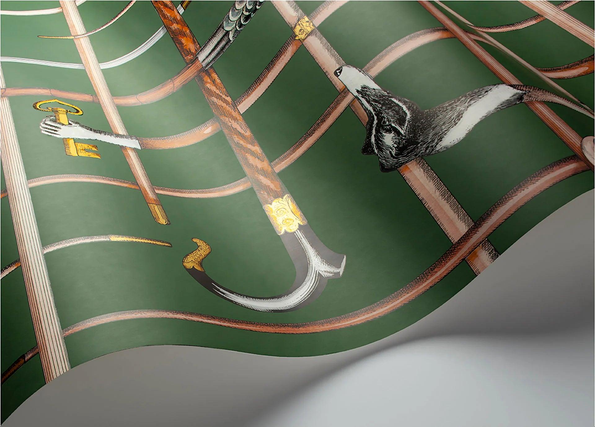 Tapeta FORNASETTI SENZA TEMPO - Bastoni zielony Cole & Son Eye on Design