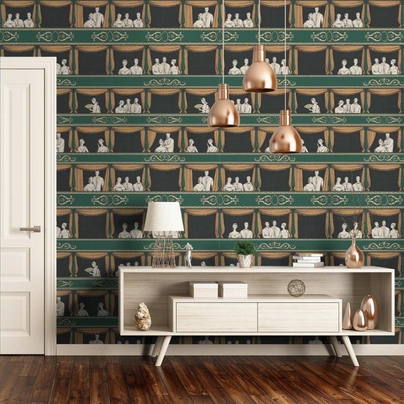 Tapeta FORNASETTI SENZA TEMPO - Teatro zielony Cole & Son Eye on Design