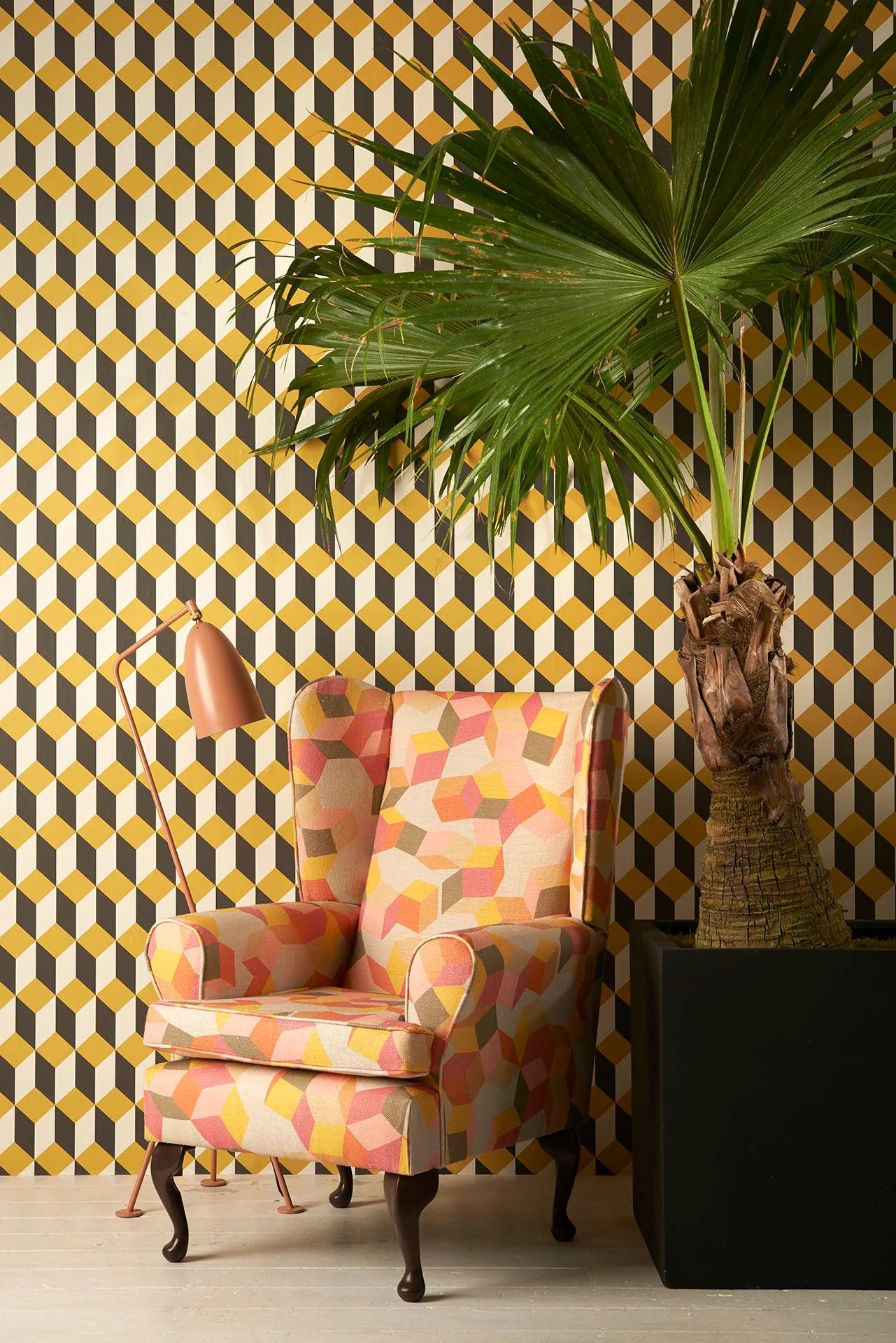 Tapeta s geometrickým vzorem art deco GEOMETRIC II - Delano metalická zlatá