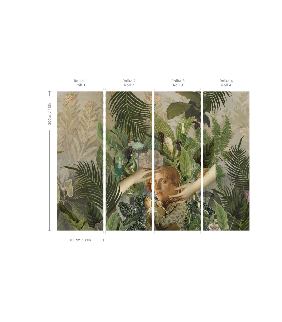 Green Man Wallpaper with Artistic Plant Motif
