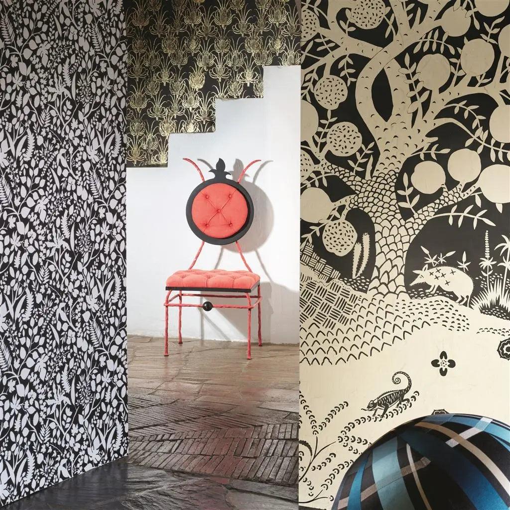 Tapeta L EDEN SOFT ARGENT czarny z białym Christian Lacroix Eye on Design