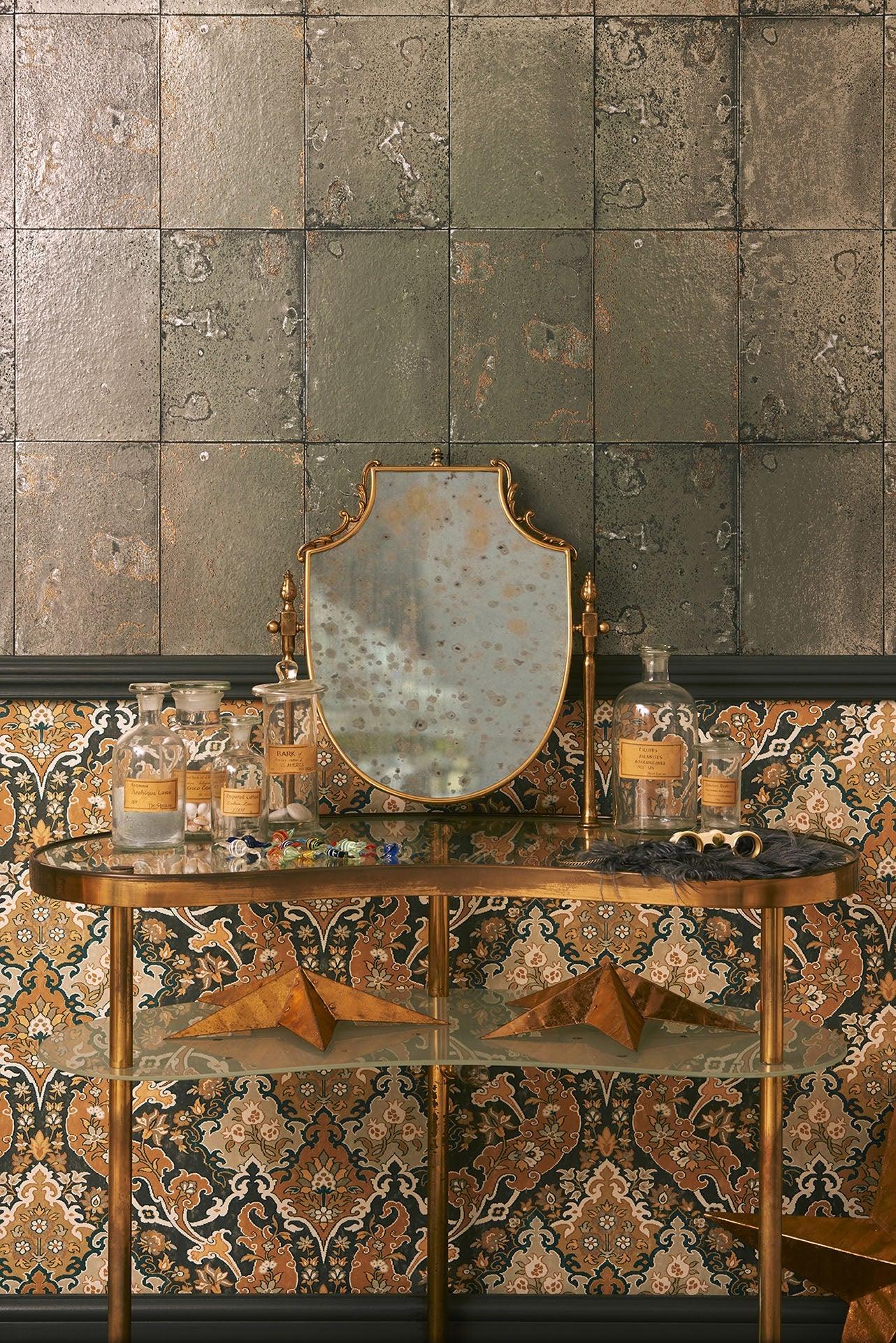 Tapeta MARIINSKY DAMASK - Antique Mirror metaliczne srebro Cole & Son Eye on Design