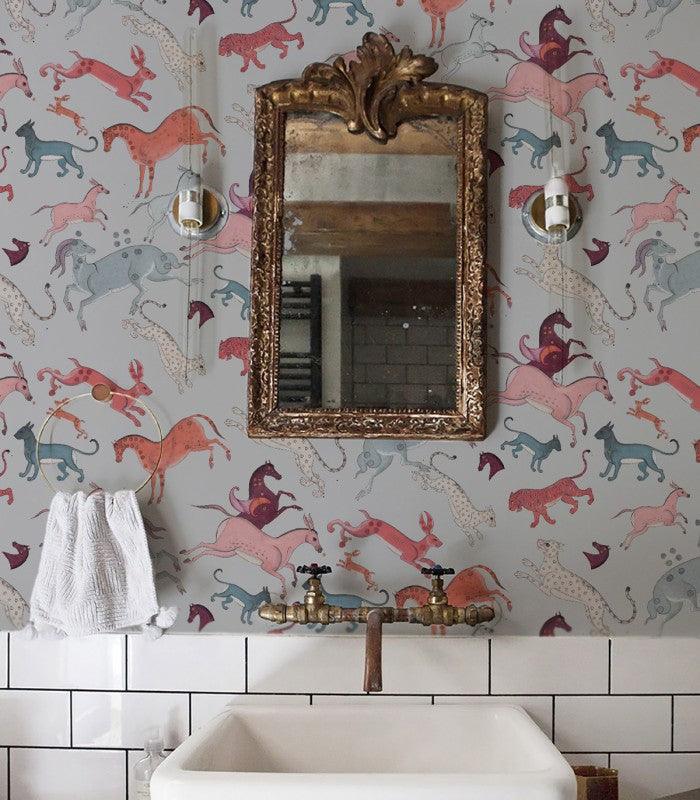 Tapeta Oriental Animals Light Blue Wallcolors Eye on Design
