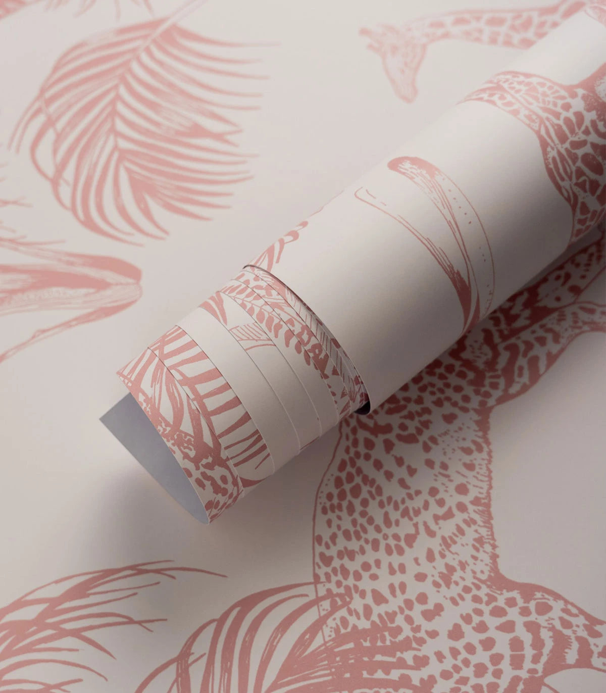 Safari Pink Animal Print Wallpaper in Pink and White