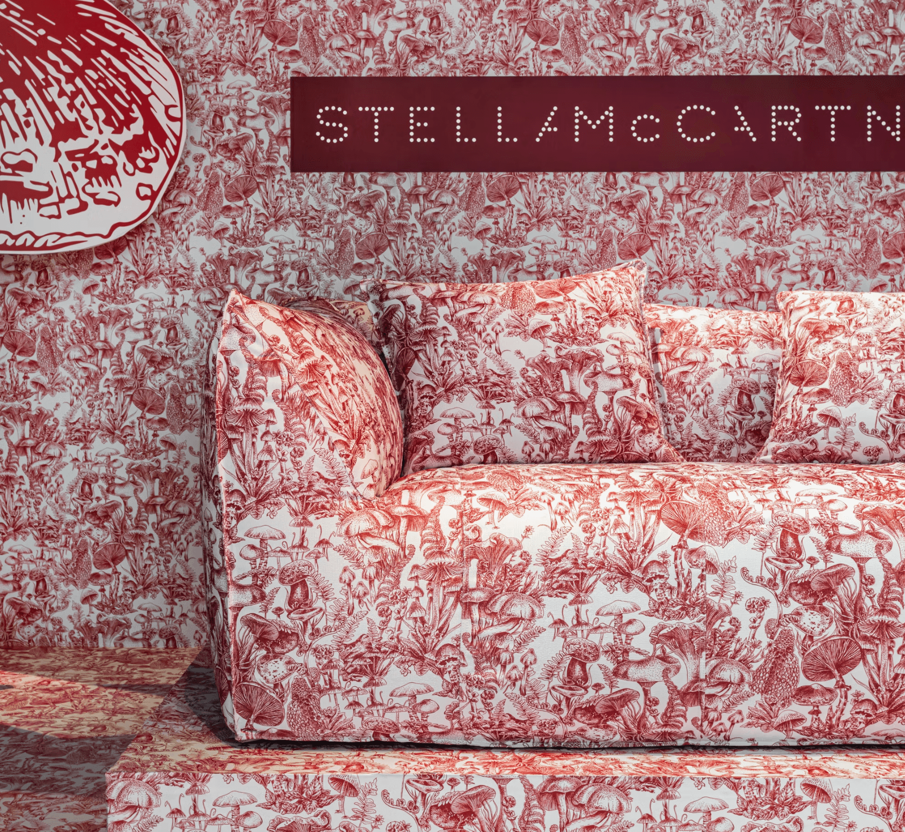 Tapeta STELLA MCCARTNEY - Fungi Forest czerwony Cole & Son Eye on Design