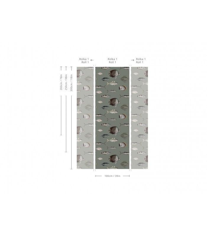 Tapeta UNDER THE SEA retro zielony Wallcolors Eye on Design