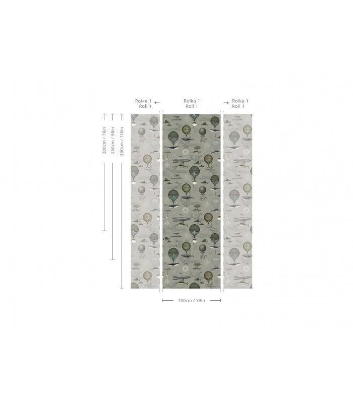 Tapeta VINTAGE BALLOONS zielony Wallcolors Eye on Design