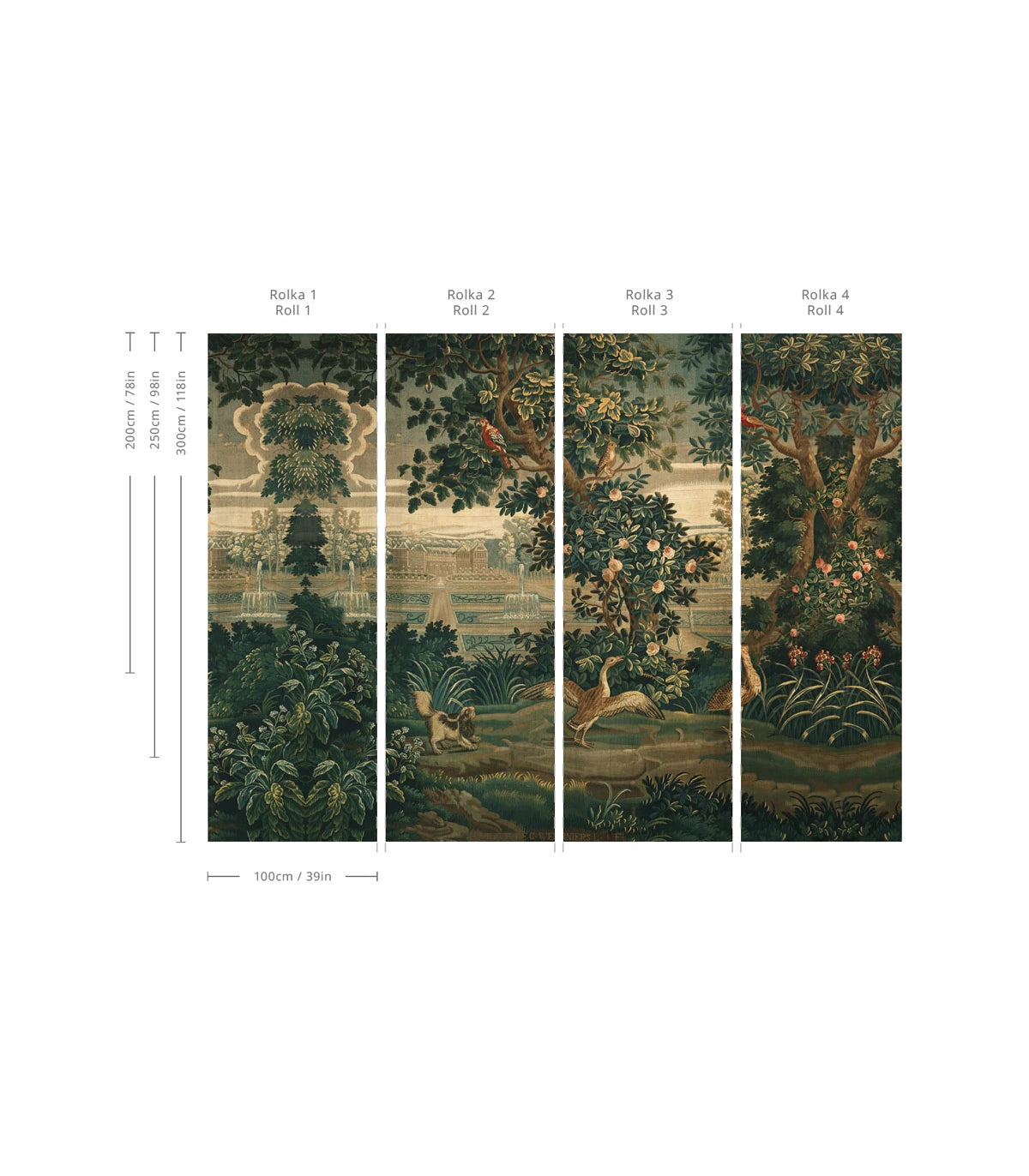 Tapeta s rostlinným a zvířecím motivem VINTAGE GARDEN ARRAS zelená