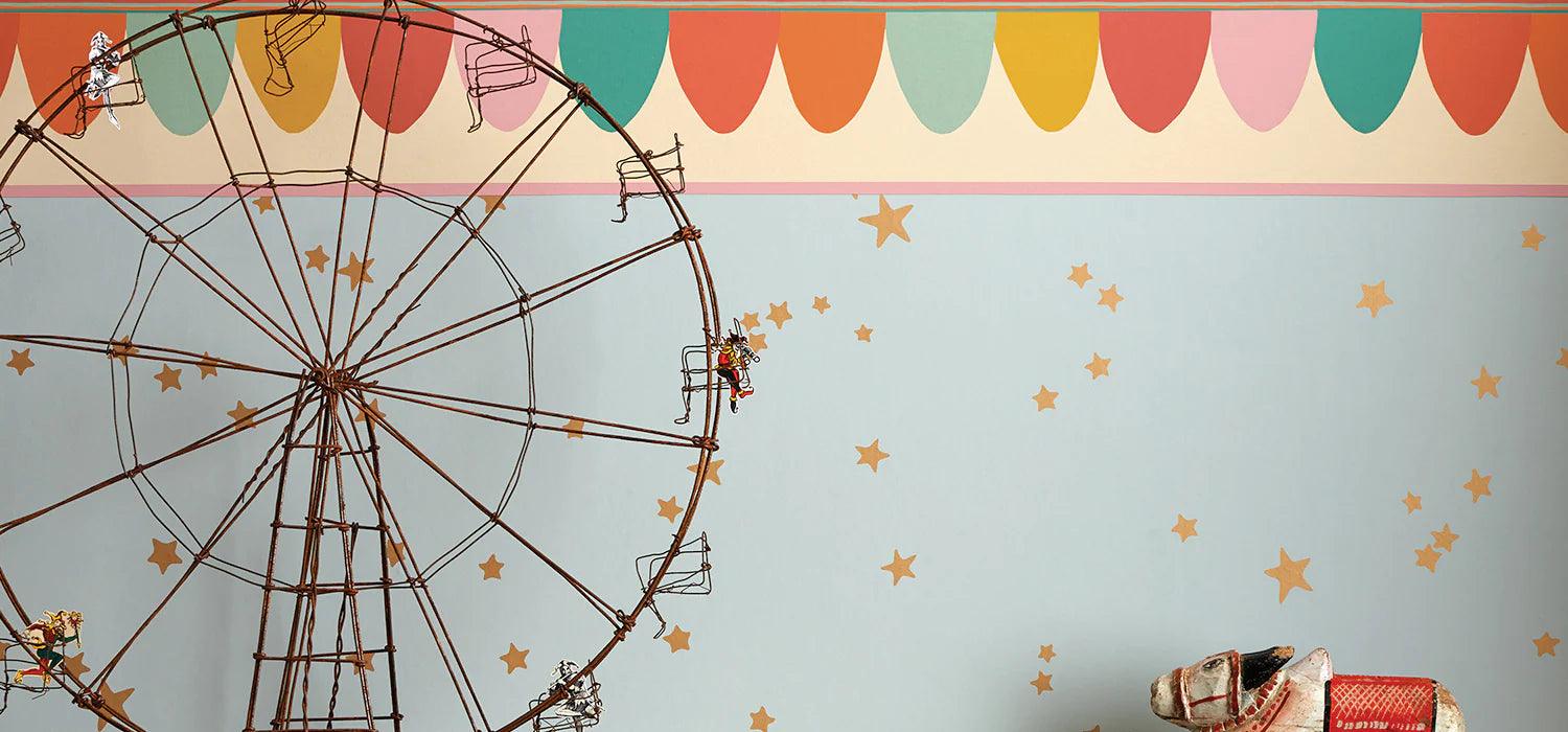 Whimsical Abstract Star Pattern Wallpaper - Gold on Beige