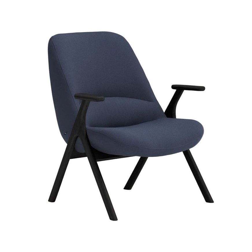 DINS Armchair in Dark Blue with Black Wooden Base