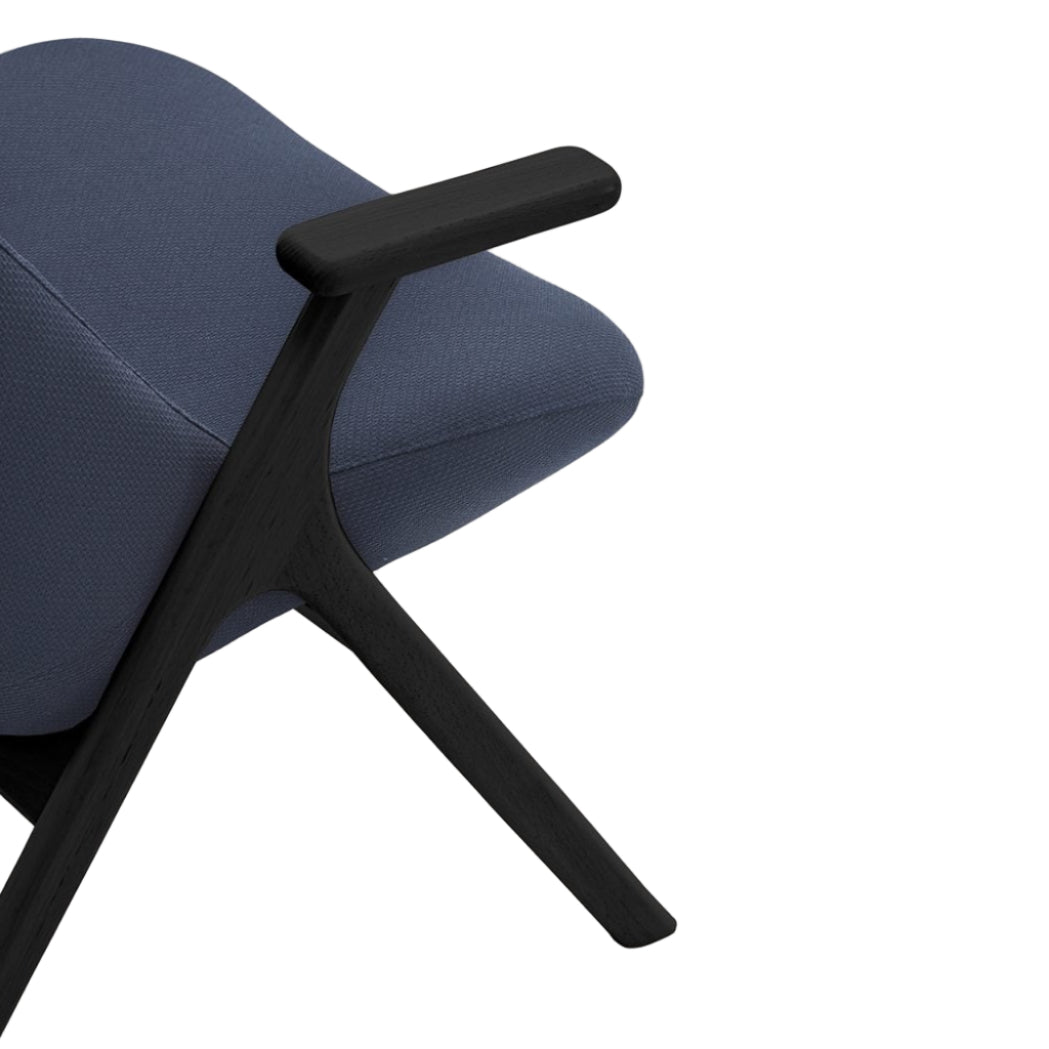 DINS Armchair in Dark Blue with Black Wooden Base