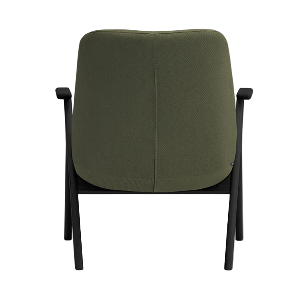 DINS Armchair in Dark Green with Black Wooden Base
