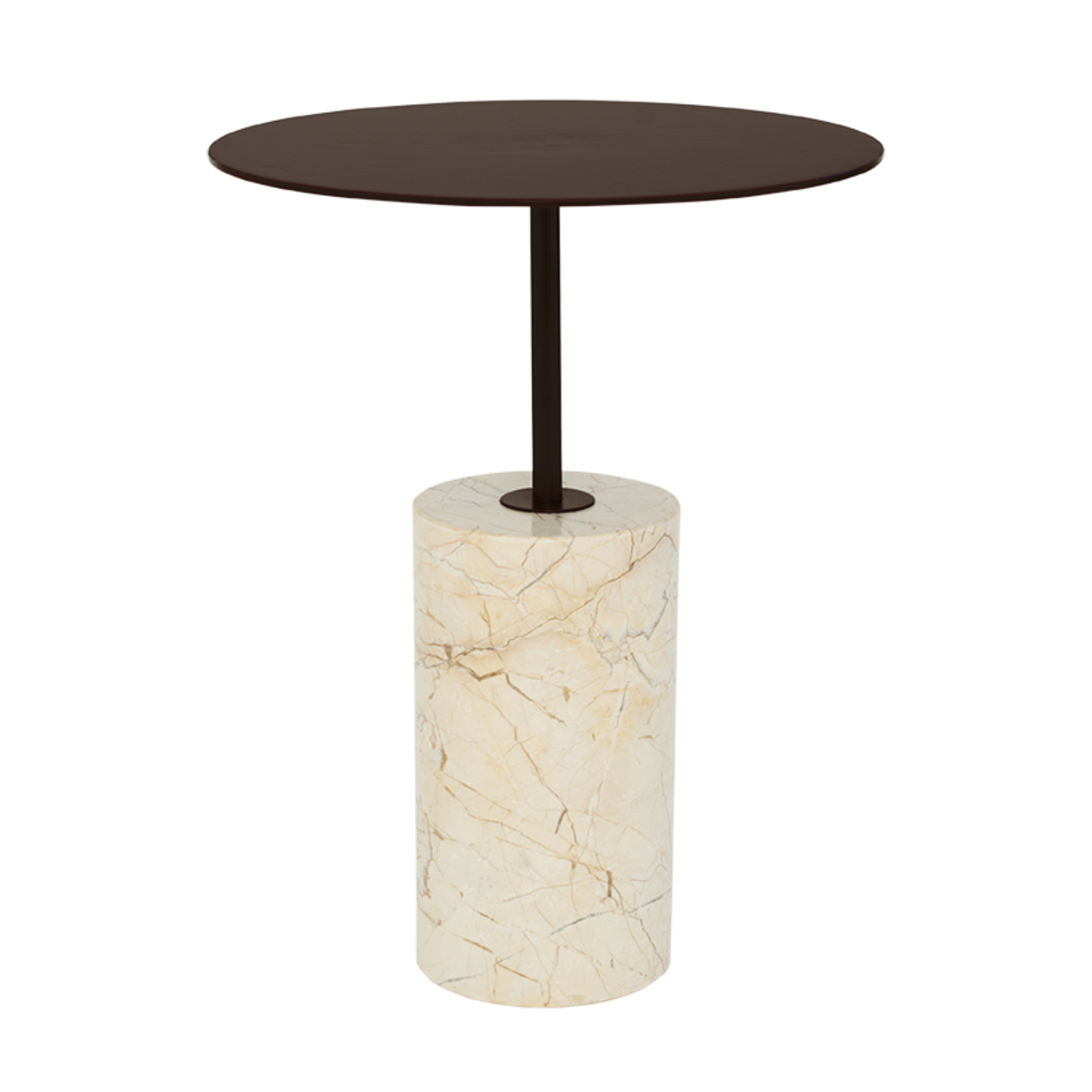 Maty B side table brown with a mamrurian base