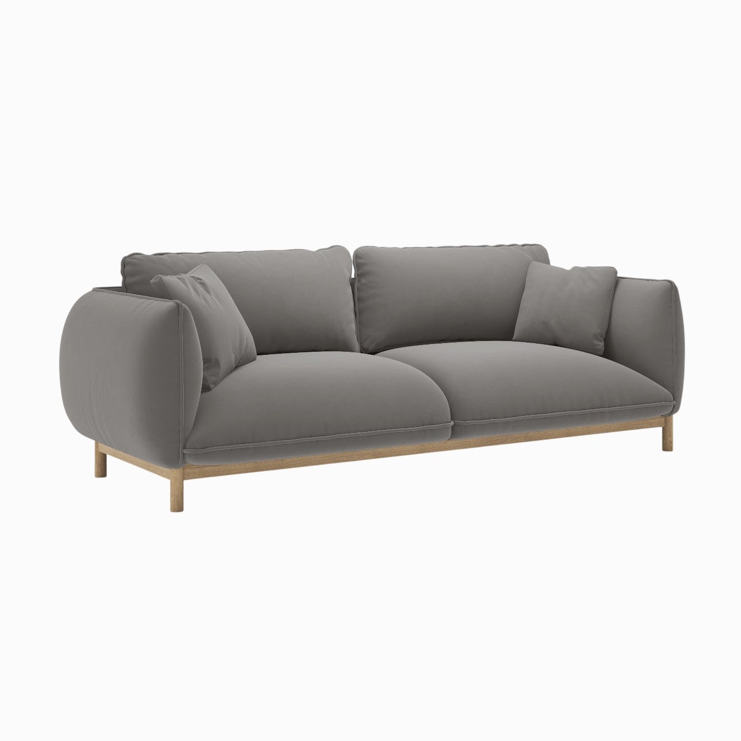 ADA gray velvet 3-seater sofa