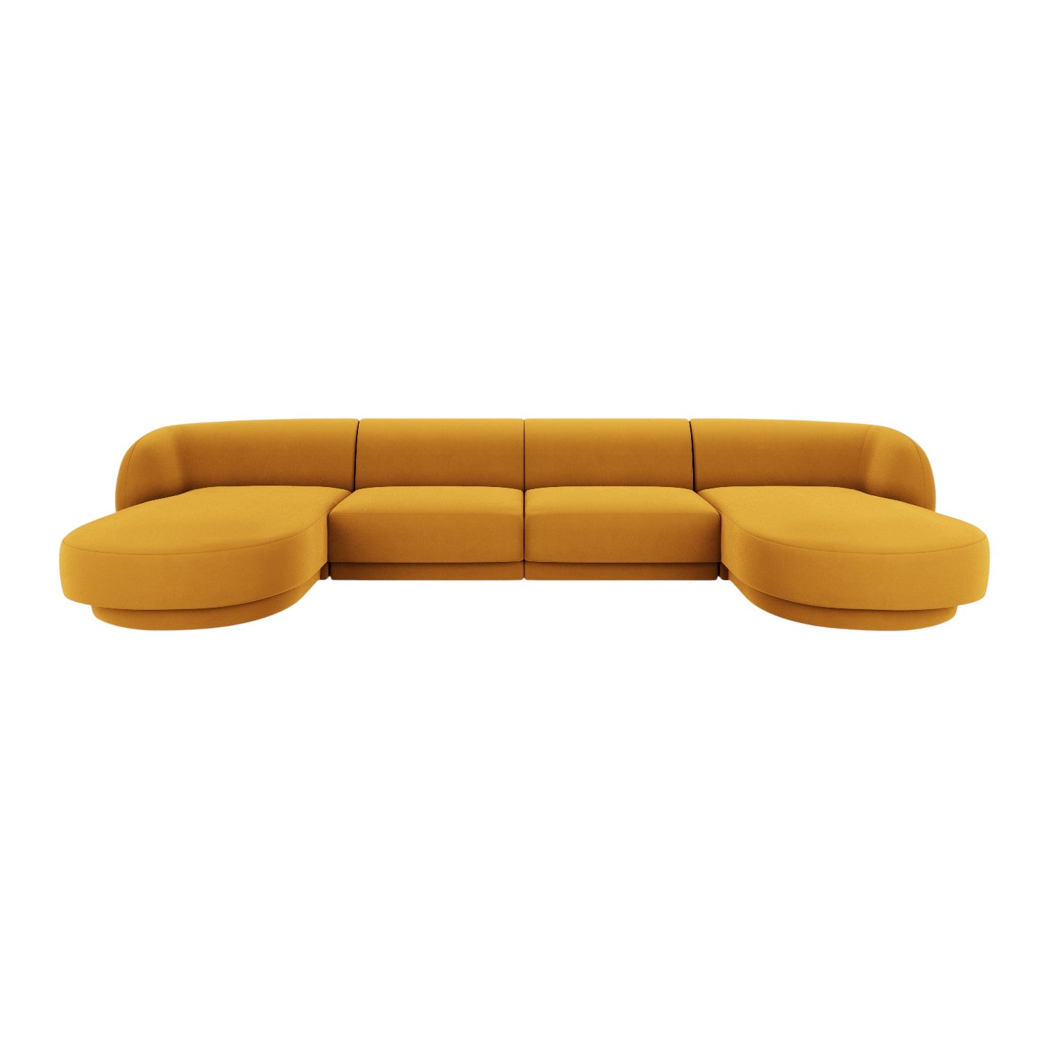 Yellow velvet panoramic corner sofa for 5 people MILEY