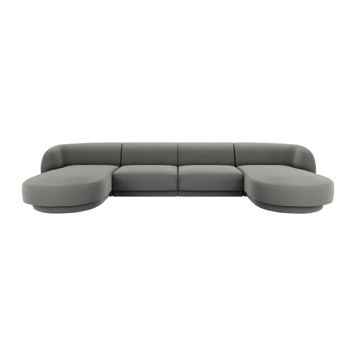 Velvet panoramic corner sofa for 5 people MILEY light gray