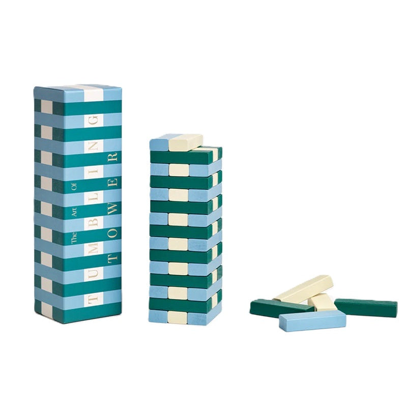 Strategic Yenga Tumbling Tower Blue with Green