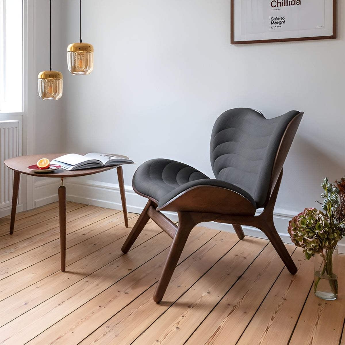 HANG OUT coffee table dark oak with golden supports