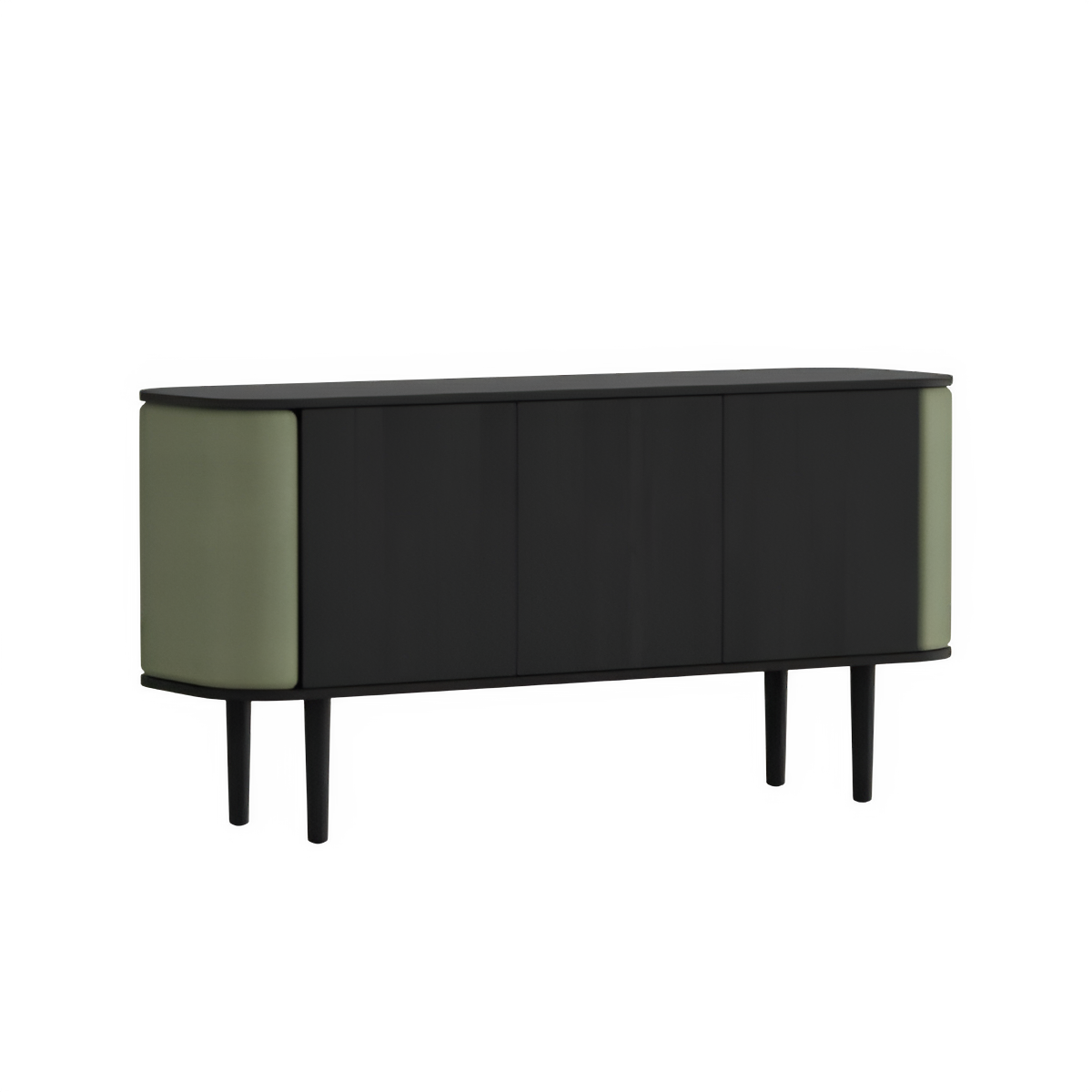 TREASURES chest of drawers green with black oak