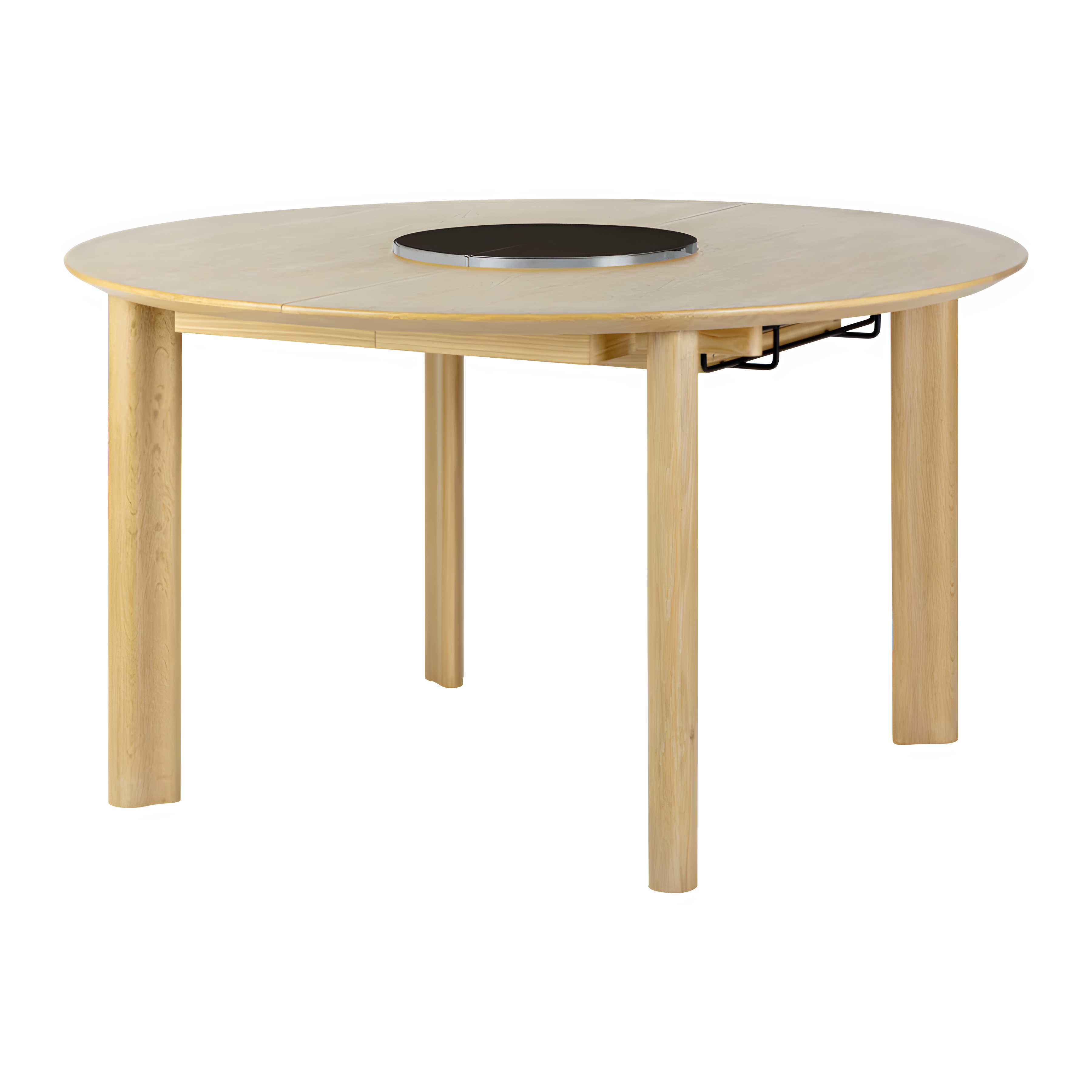 Kulatý rozkládací stůl COMFORT CIRCLE z dubu se ocelovým podstavcem
