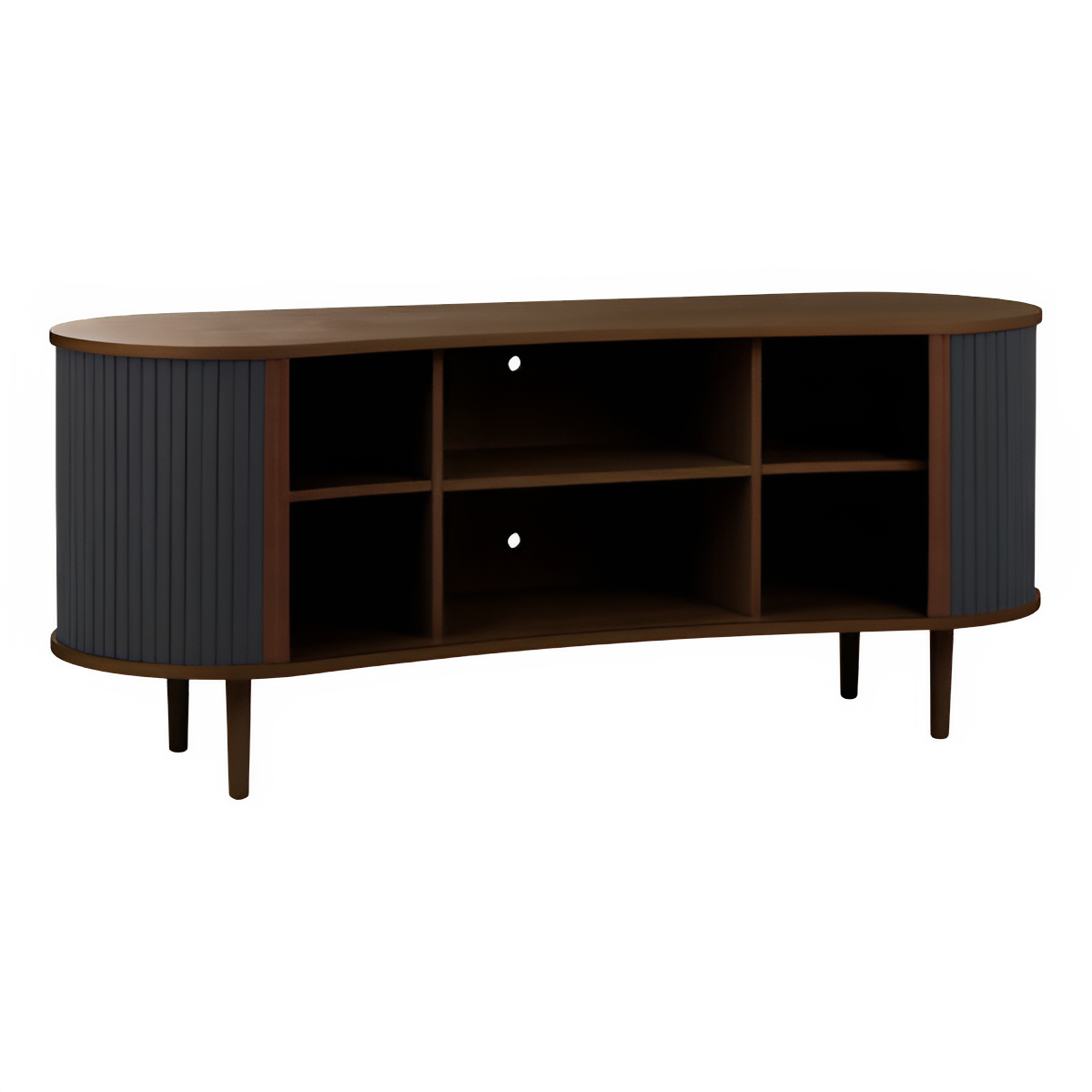 AUDACIOUS anthracite RTV cabinet with a dark oak base
