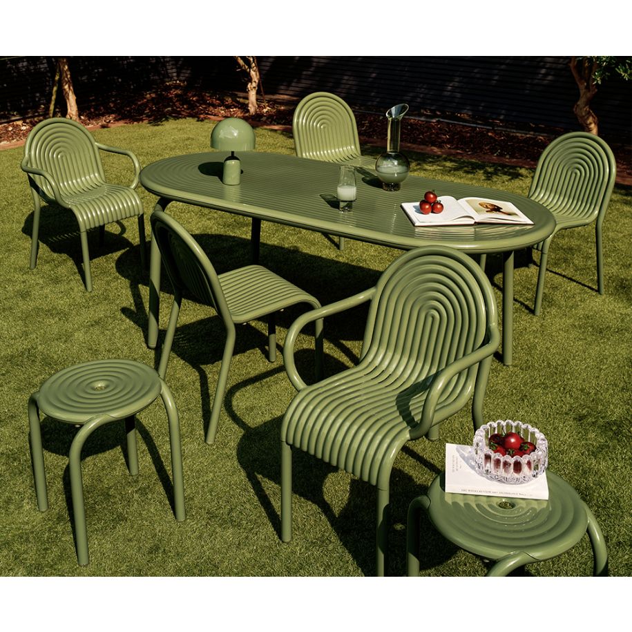 Zelené venkovní křeslo s opěrkami GROOVE