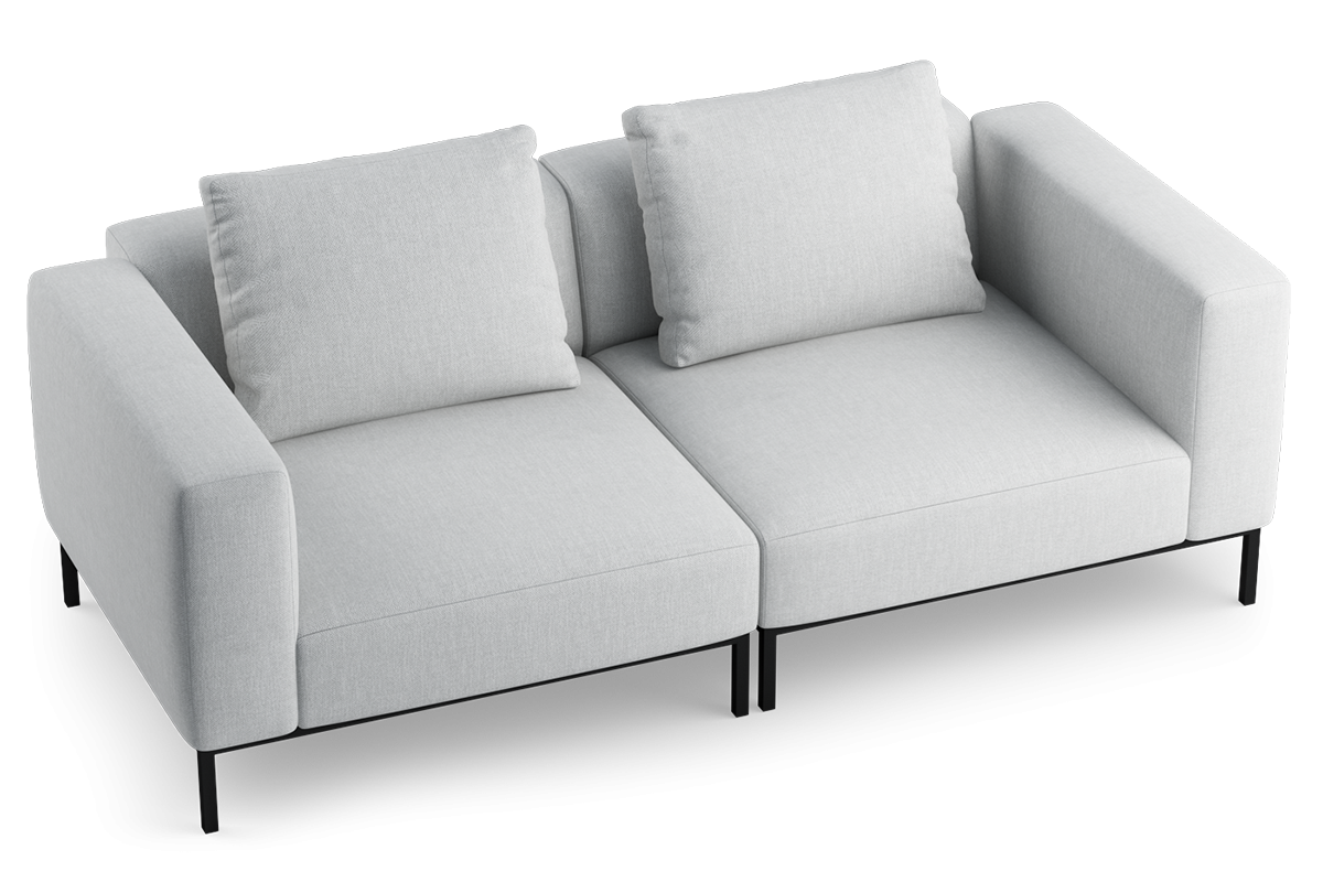2-Seater Modular Sofa HOLDEN Upholstered with Black Base