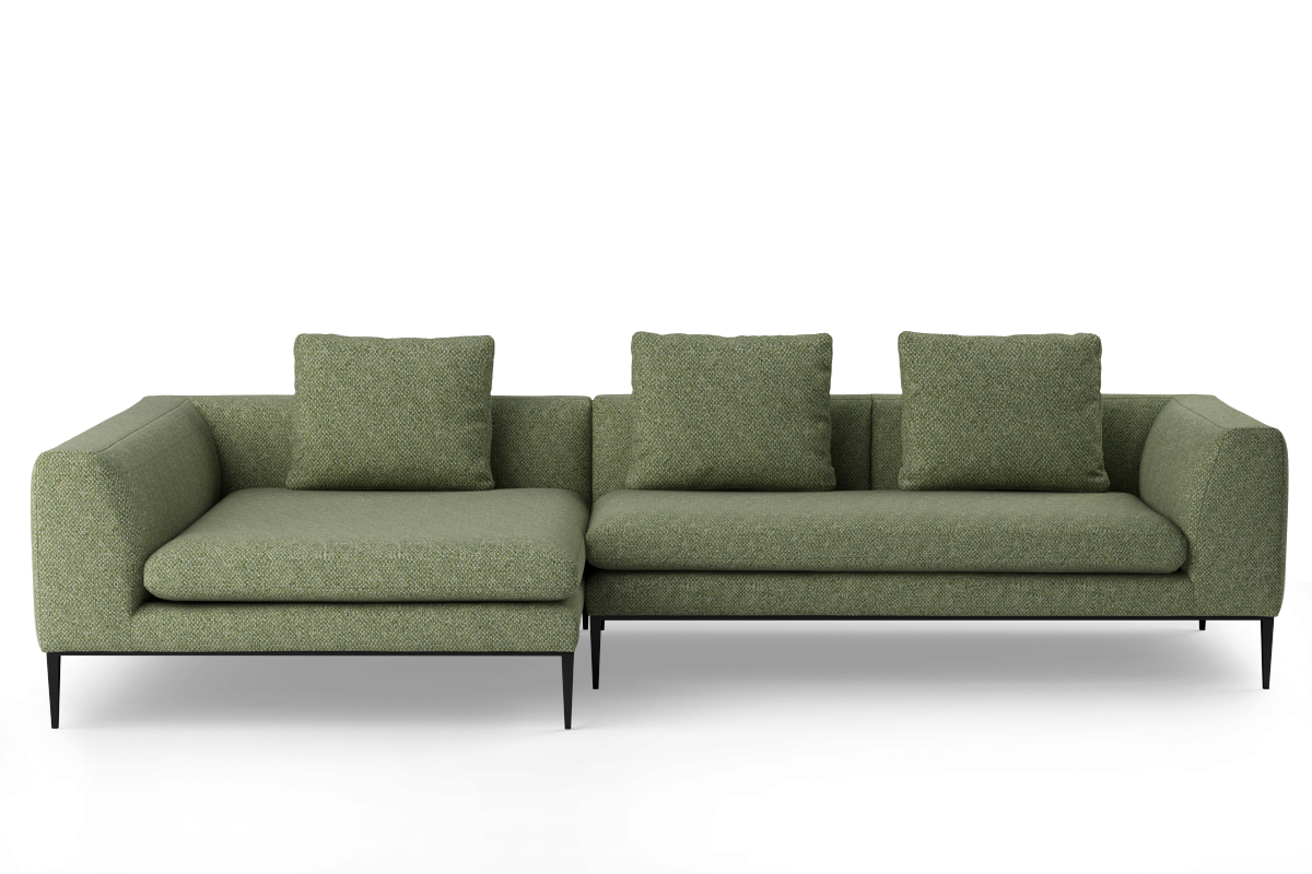 3-místný levostranný rohový NASH potahovaný s černým podstavcem